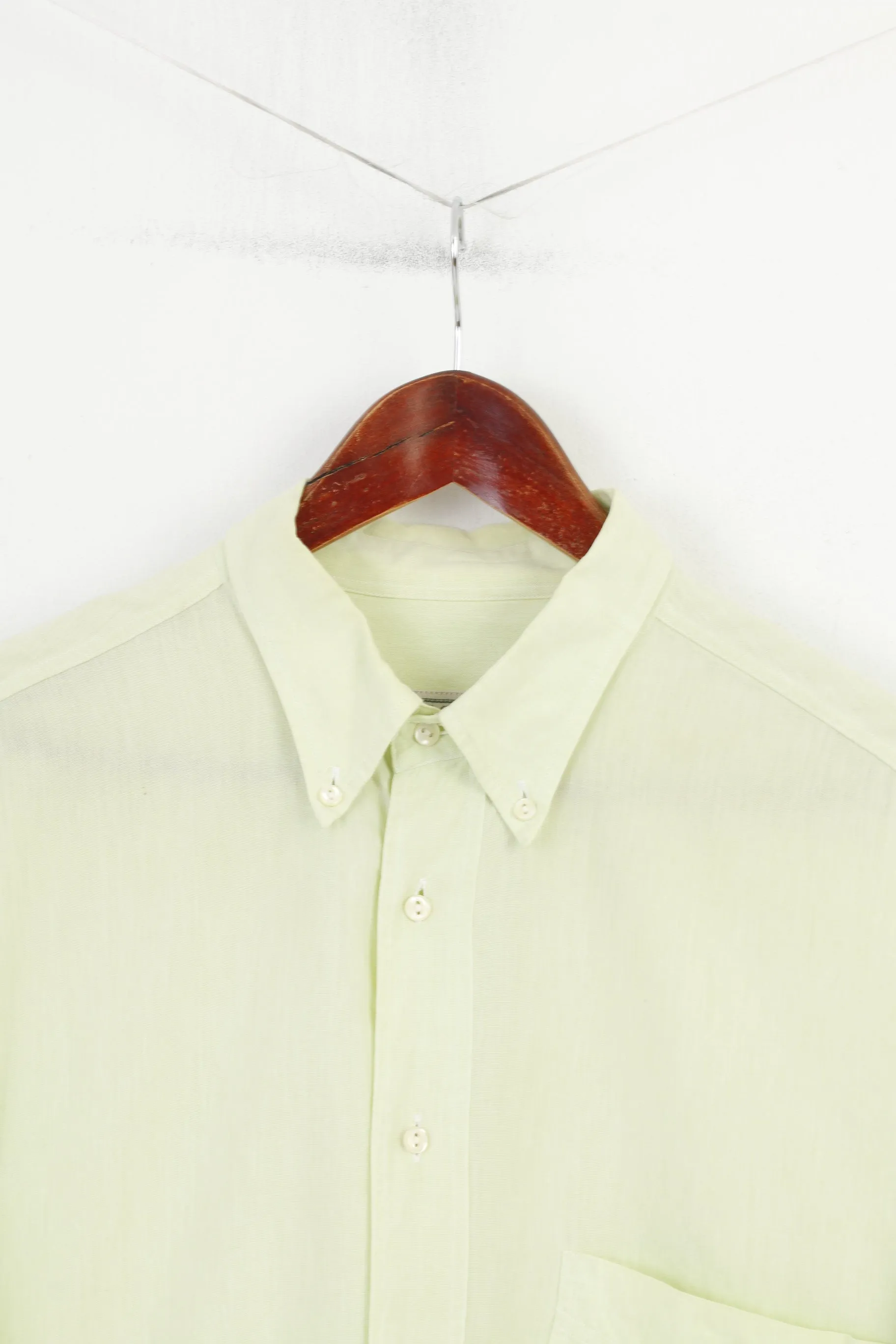 Pine Cone Men XL Casual Shirt Mint Cotton  Long Sleeve Classic Collar Top