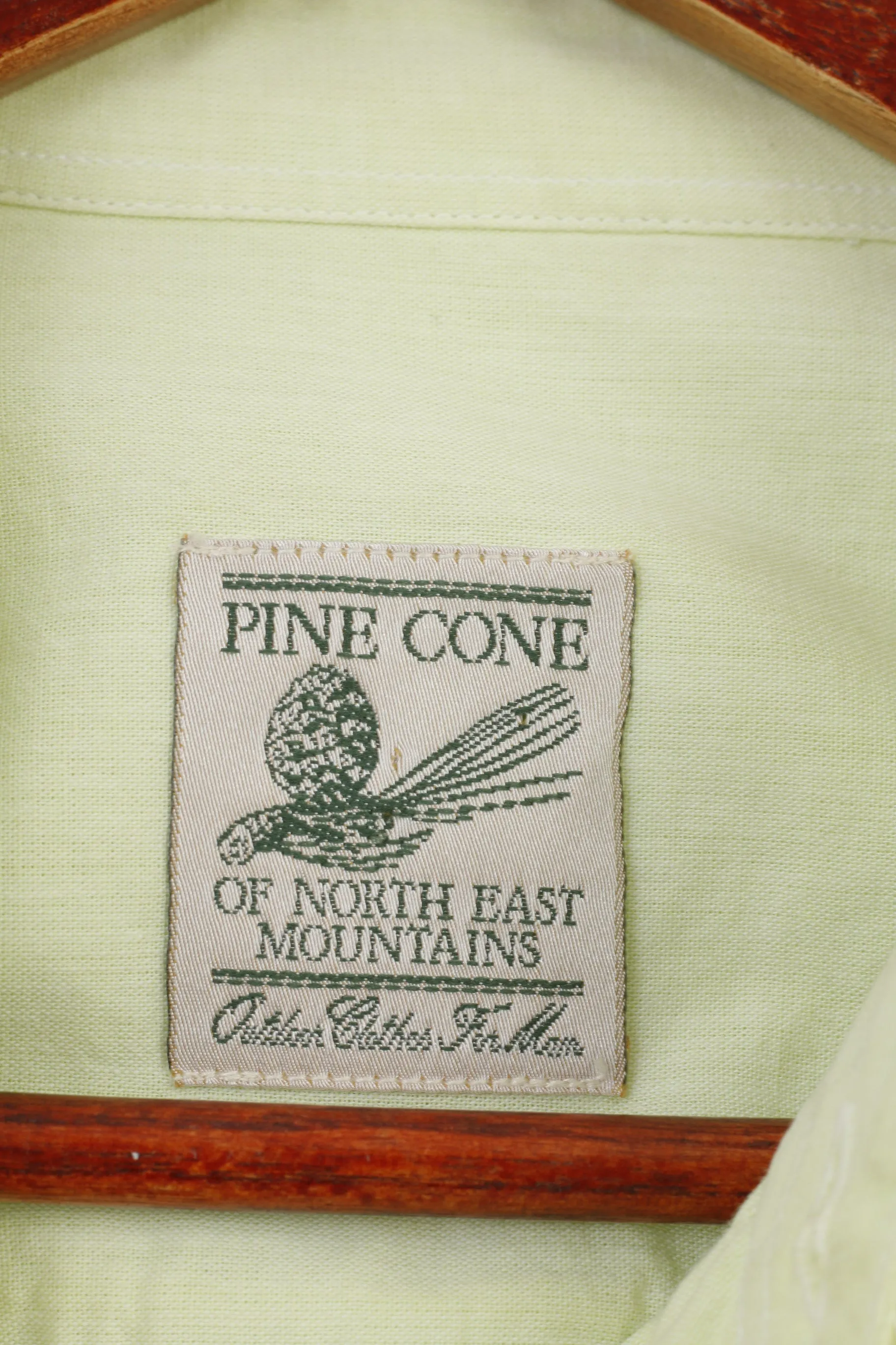 Pine Cone Men XL Casual Shirt Mint Cotton  Long Sleeve Classic Collar Top