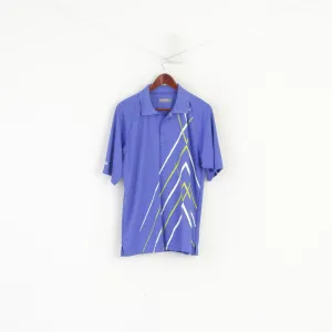 PING Collection Men L Polo Shirt Blue Golf Sportswear Shiny Classic Fit Top