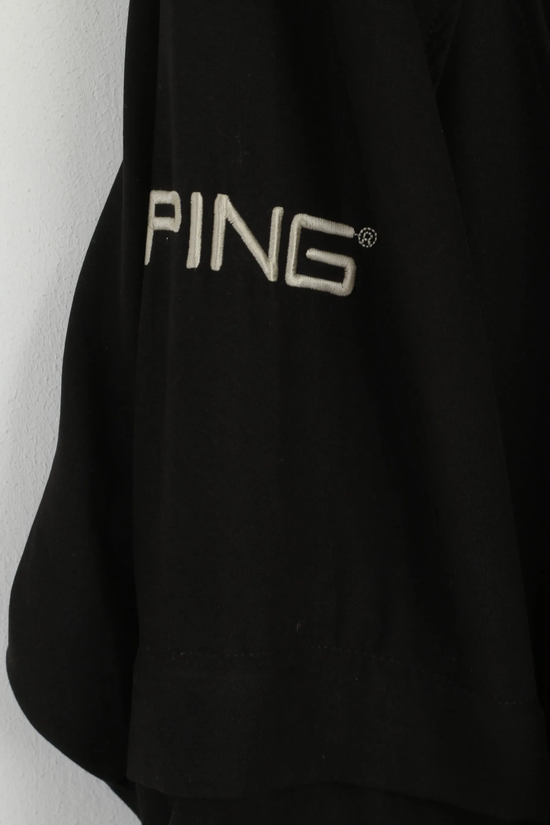 PING Men L Pullover Jacket Black Golf Sport Zip Neck Mesh Lined Activewear Top