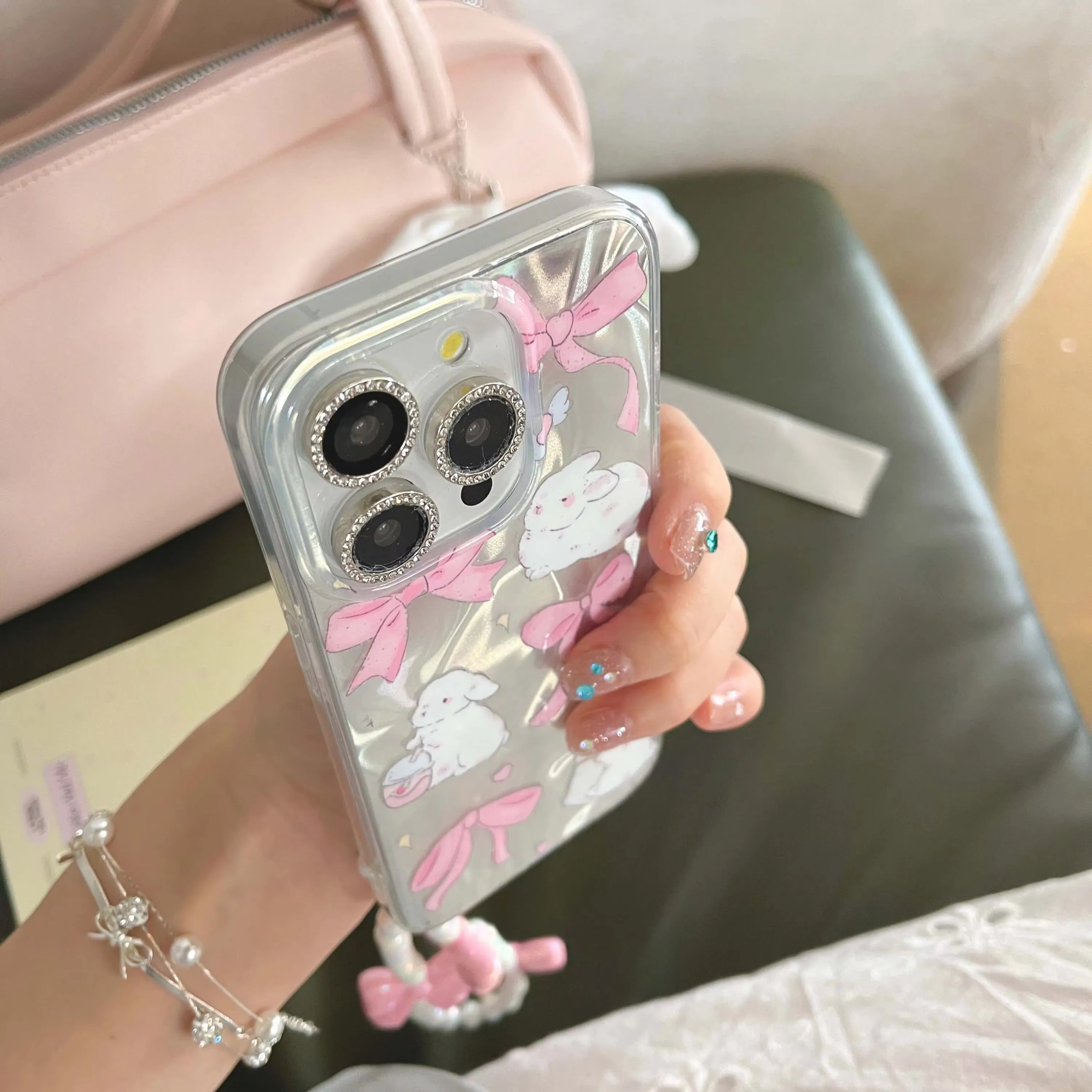 Pink Ribbon Bunny iPhone Case