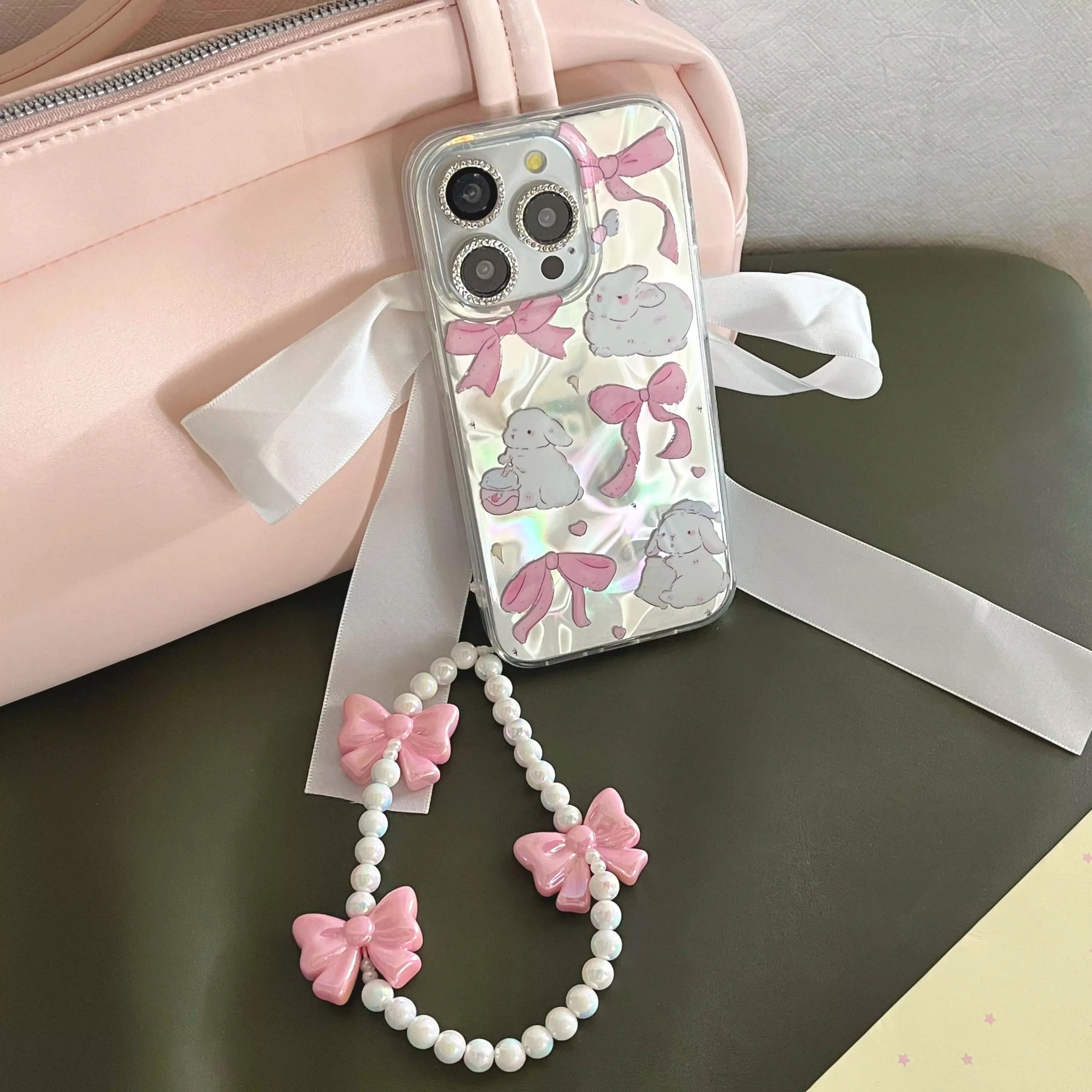Pink Ribbon Bunny iPhone Case