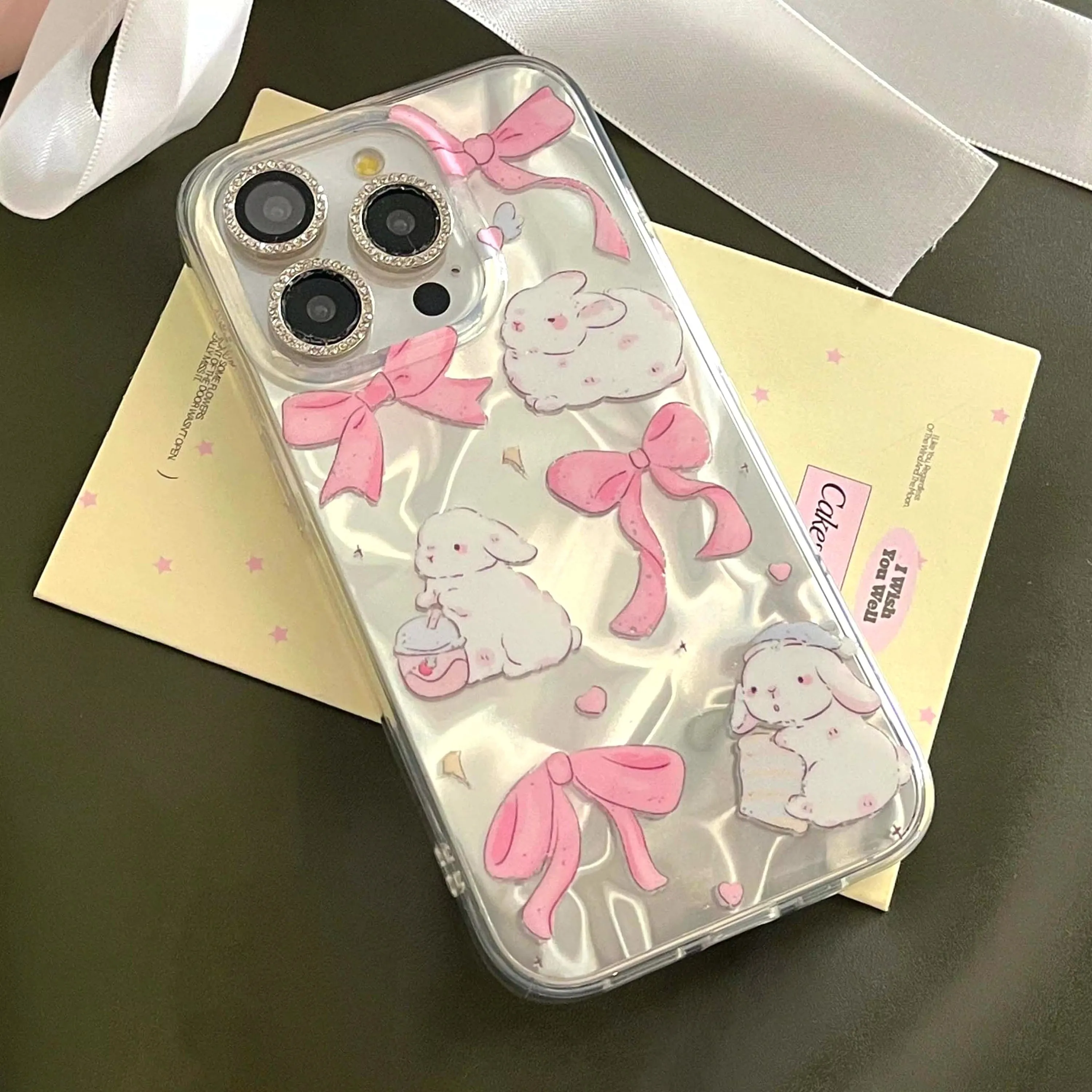 Pink Ribbon Bunny iPhone Case