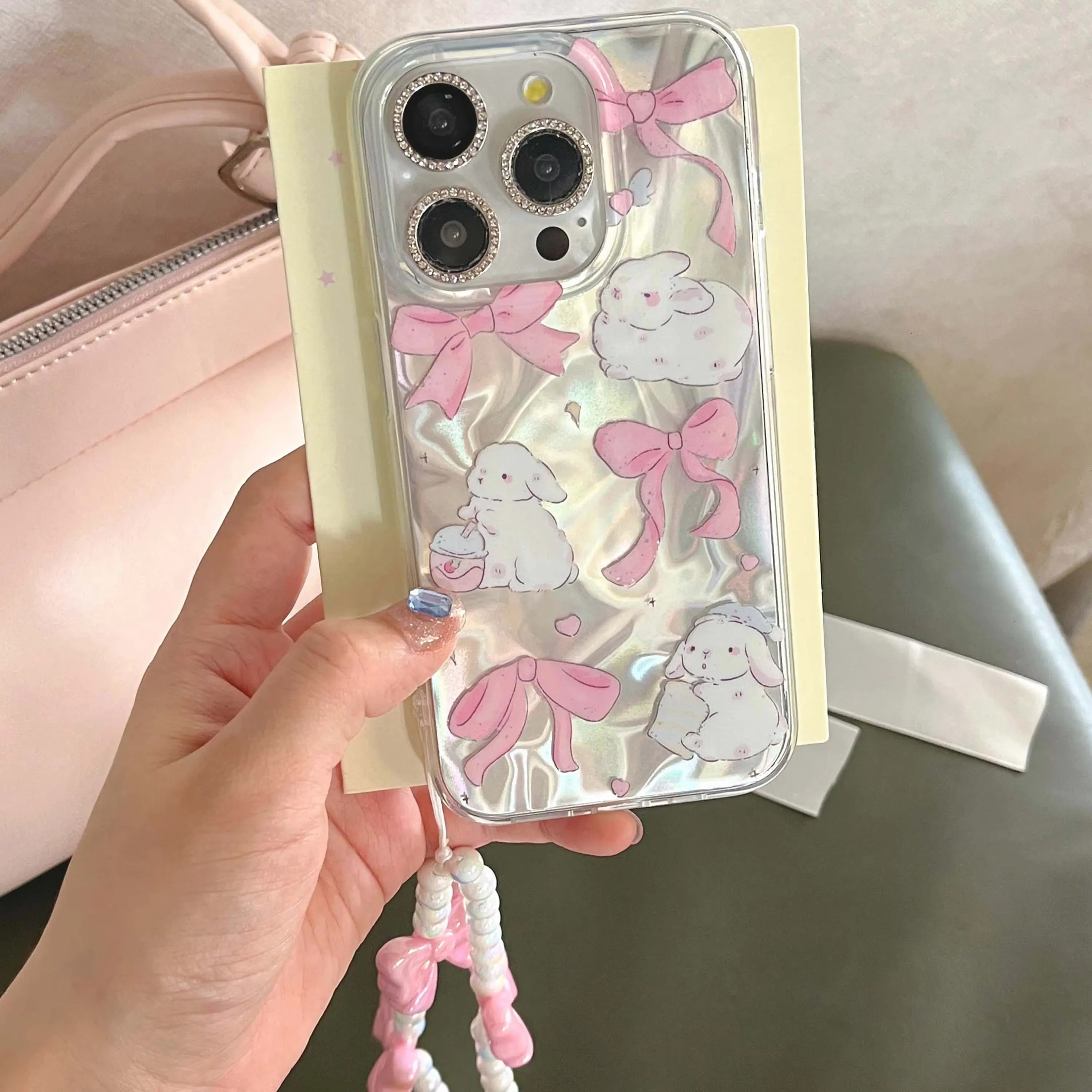Pink Ribbon Bunny iPhone Case