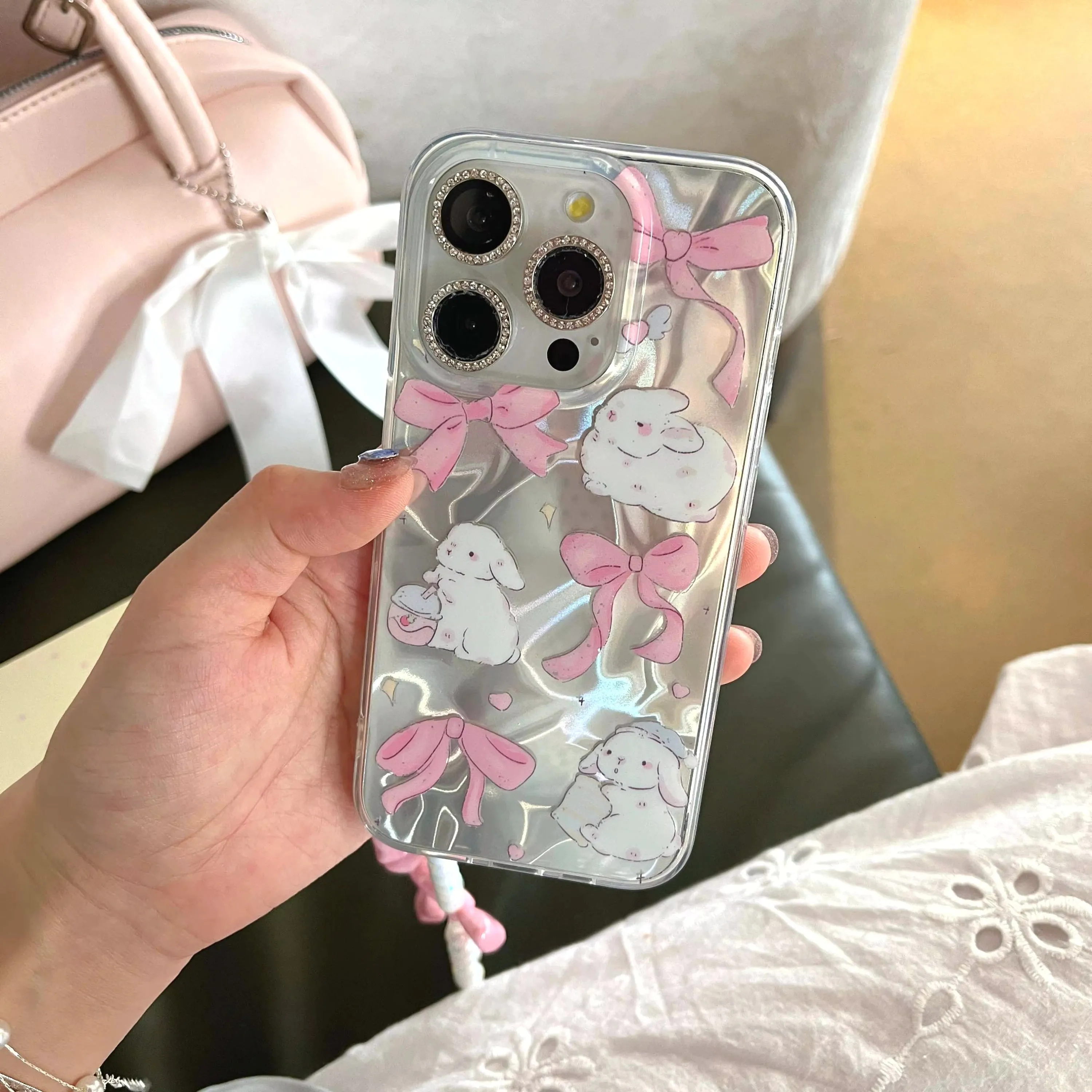Pink Ribbon Bunny iPhone Case