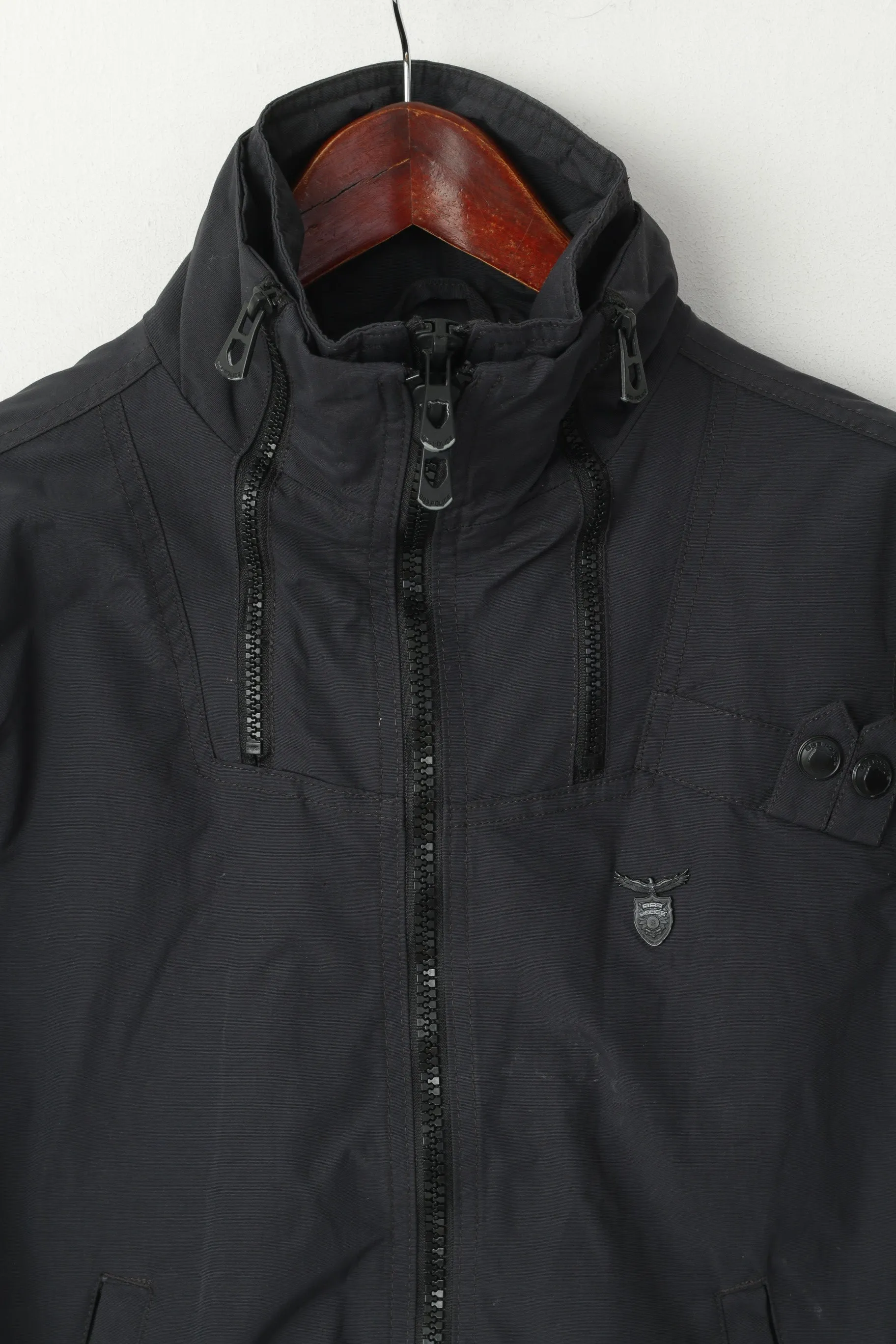 Police 883 Men 2 XS Jacket Navy Nylon 2 Zipper Waterproof Windbreaker Casual Top
