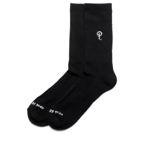 Politics Embroidered Crew Sock - Black