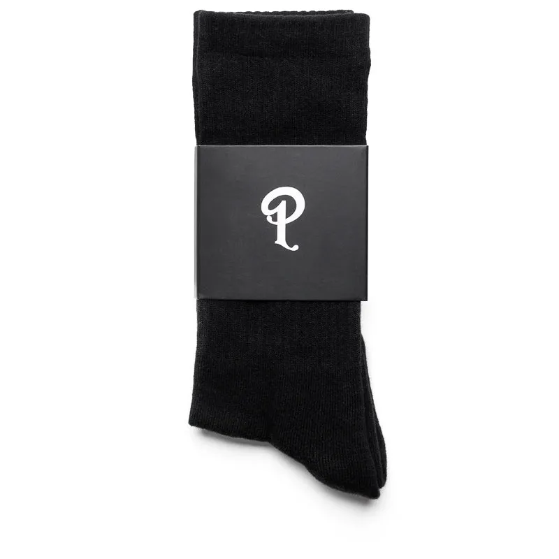Politics Embroidered Crew Sock - Black