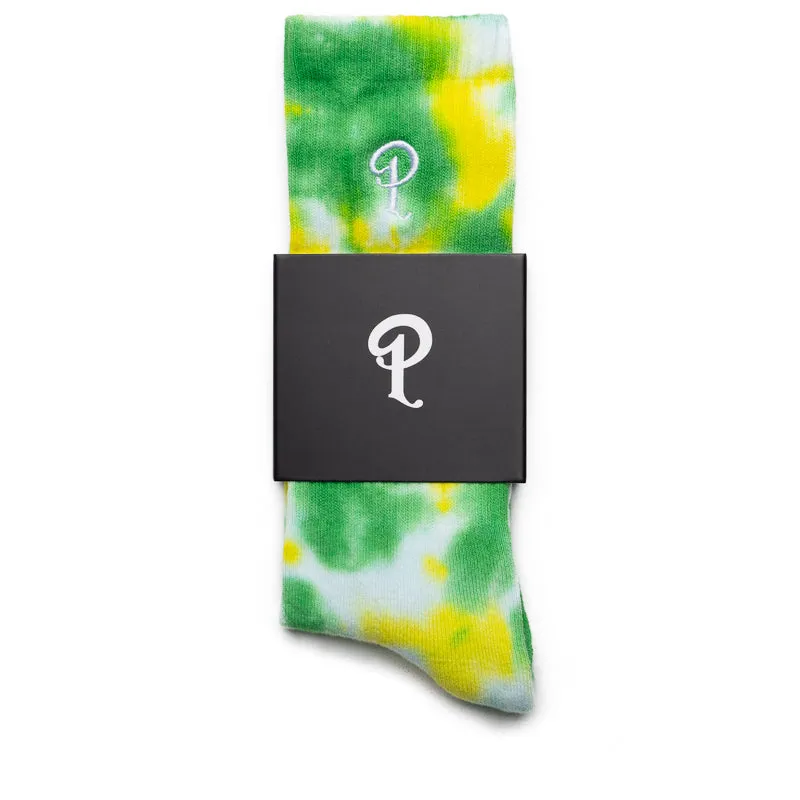 Politics Tie Dye P Logo Socks - Green/Yellow