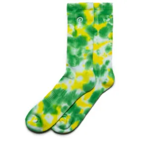 Politics Tie Dye P Logo Socks - Green/Yellow