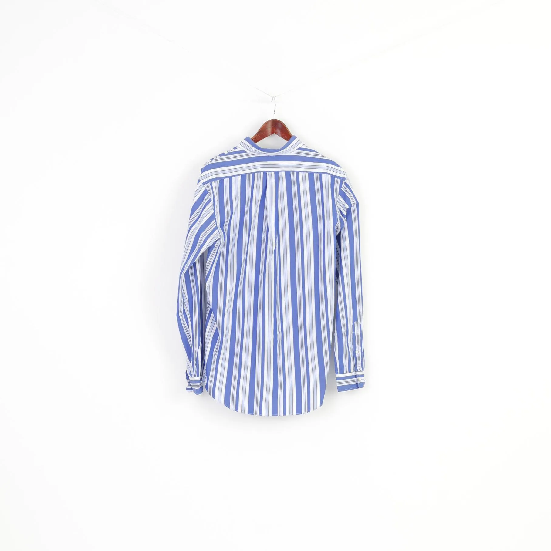 Polo By Ralph Lauren Men 16 40 L Casual Shirt  Cotton Striped Blue White Custom Fit  Long Sleeve Top