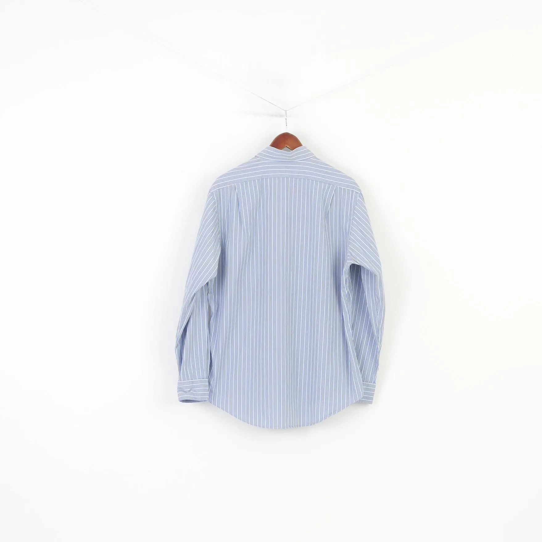 Polo by Ralph Lauren Men 34 16.5 XXL Casual Shirt Blue Striped Regent Custom Fit Long Sleeve Top