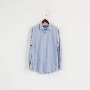 Polo by Ralph Lauren Men L Casual Shirt Blue Check Lowell Sport Two-Ply Cotton Top