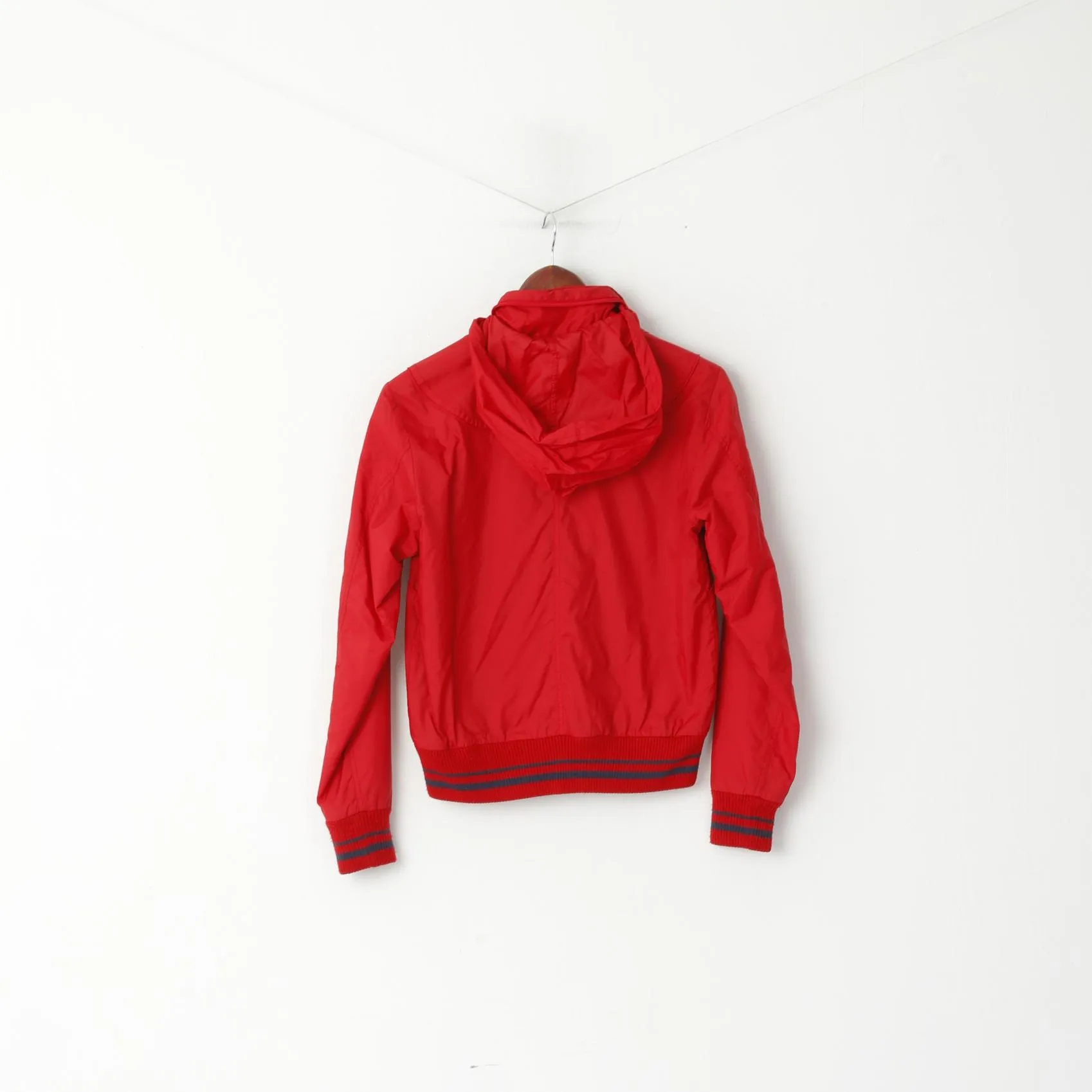 Polo Jeans Ralph Lauren Women S Jacket Red Nylon Waterproof Hidden Hood Zip Up Top