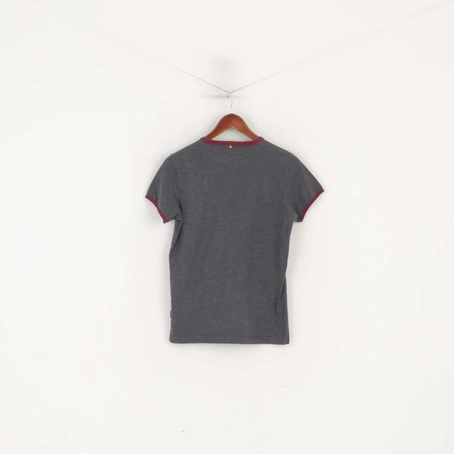 Pretty Green Men 1 XS Shirt Grey Cotton Crew Neck Slim Fit Classic Pocket Top