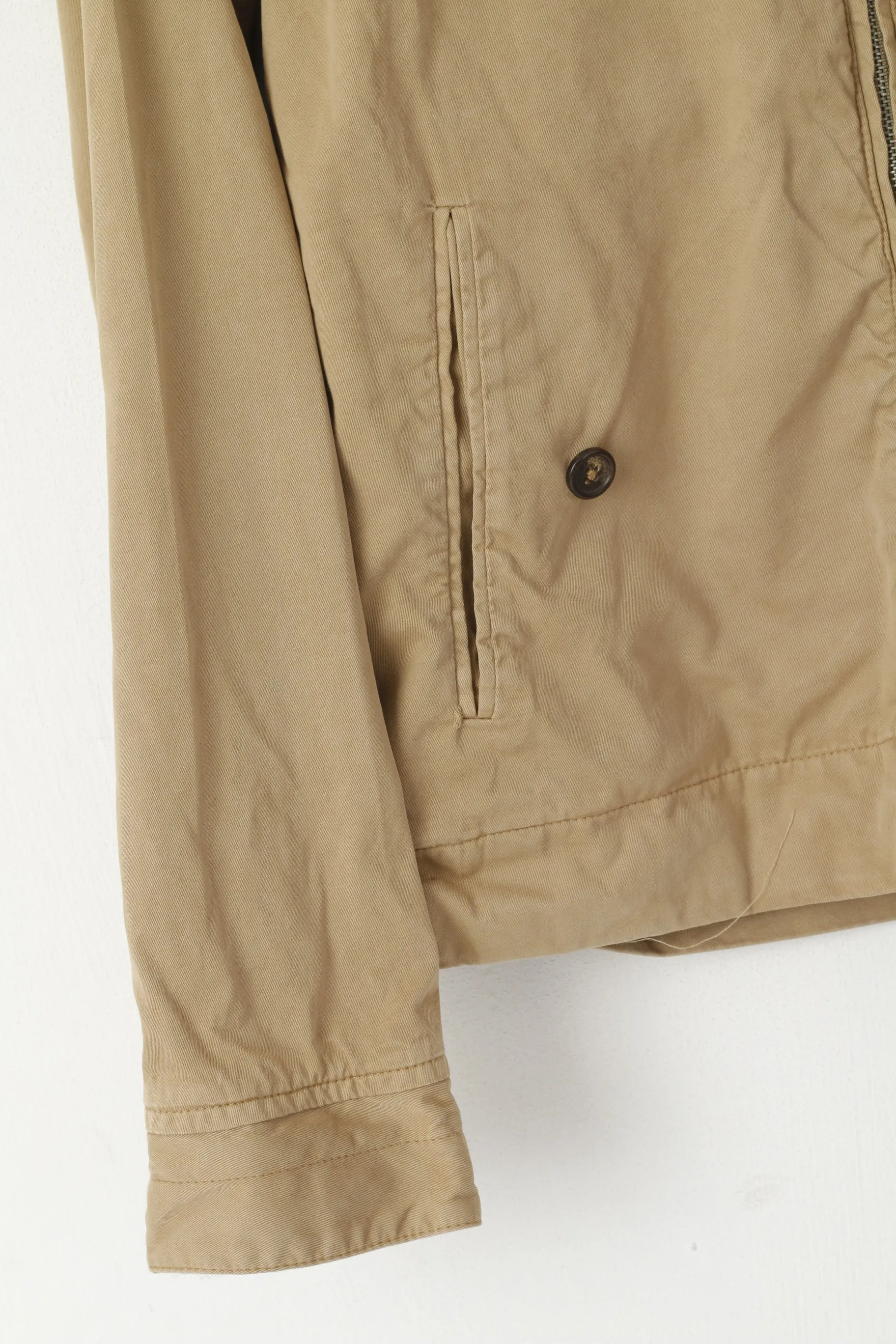 Pretty Green Men S Jacket Brown Cotton Full Zipper Slim Fit Casual Harrington Top