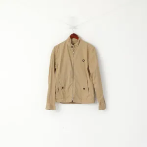 Pretty Green Men S Jacket Brown Cotton Full Zipper Slim Fit Casual Harrington Top