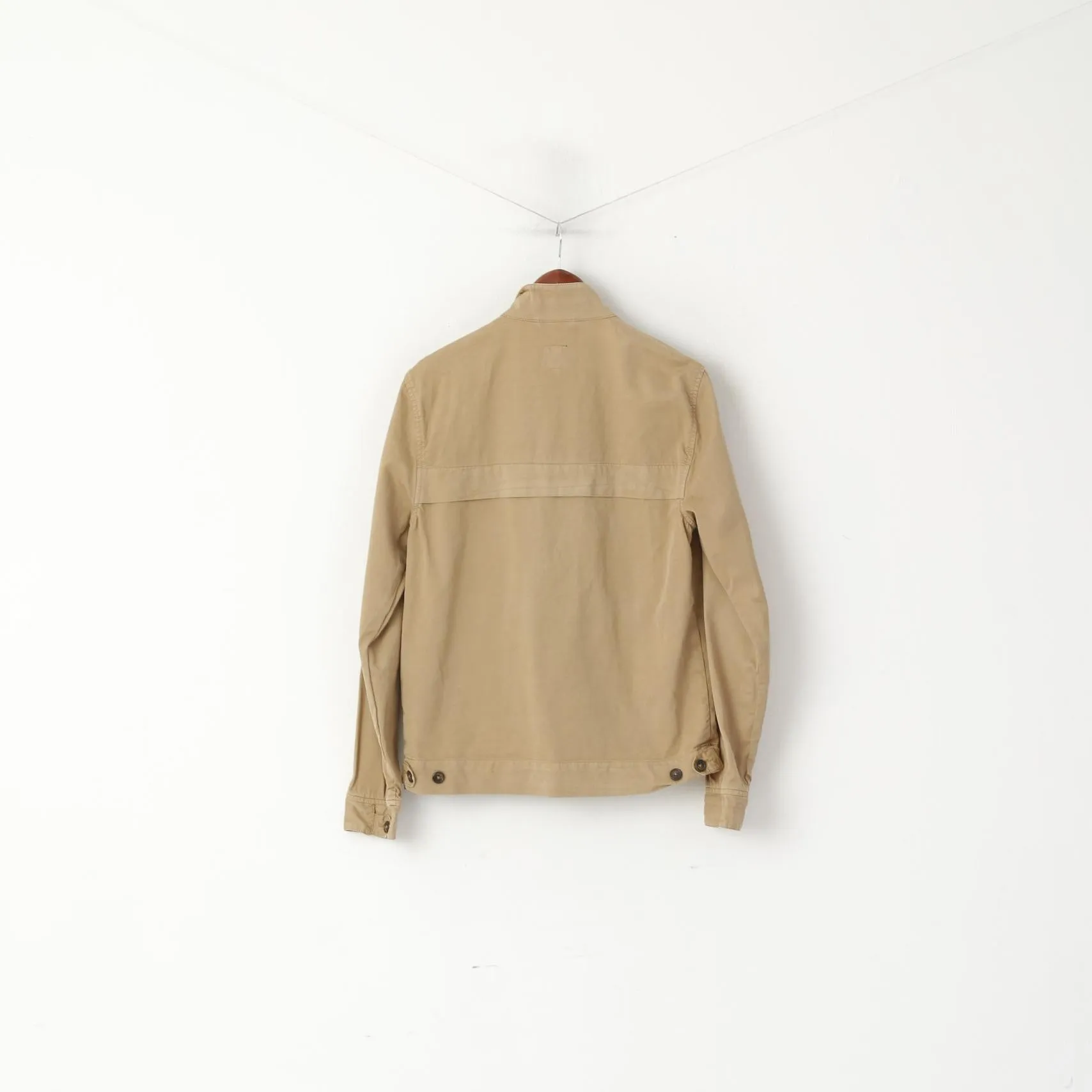 Pretty Green Men S Jacket Brown Cotton Full Zipper Slim Fit Casual Harrington Top