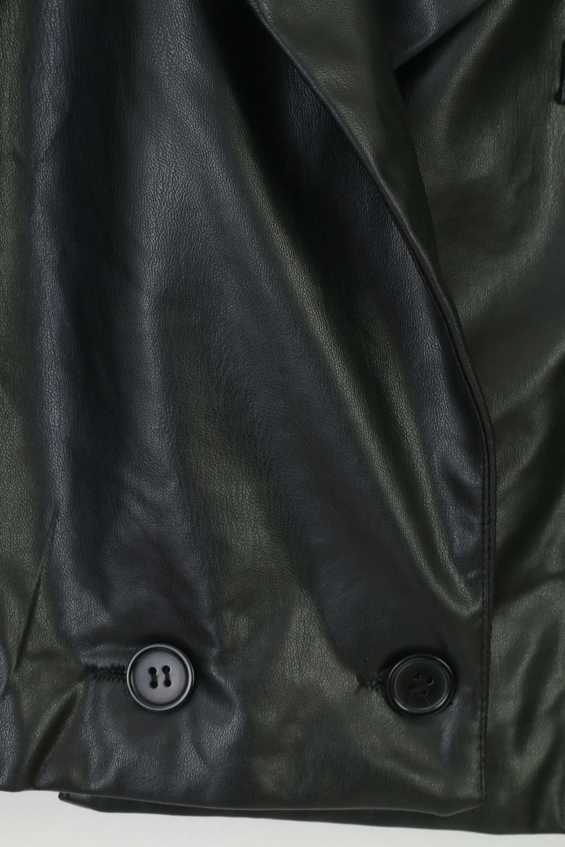 PrettyLittleThing Woman 38 M Jacket Black Double Breasted Faux Leather Blazer Vintage Top