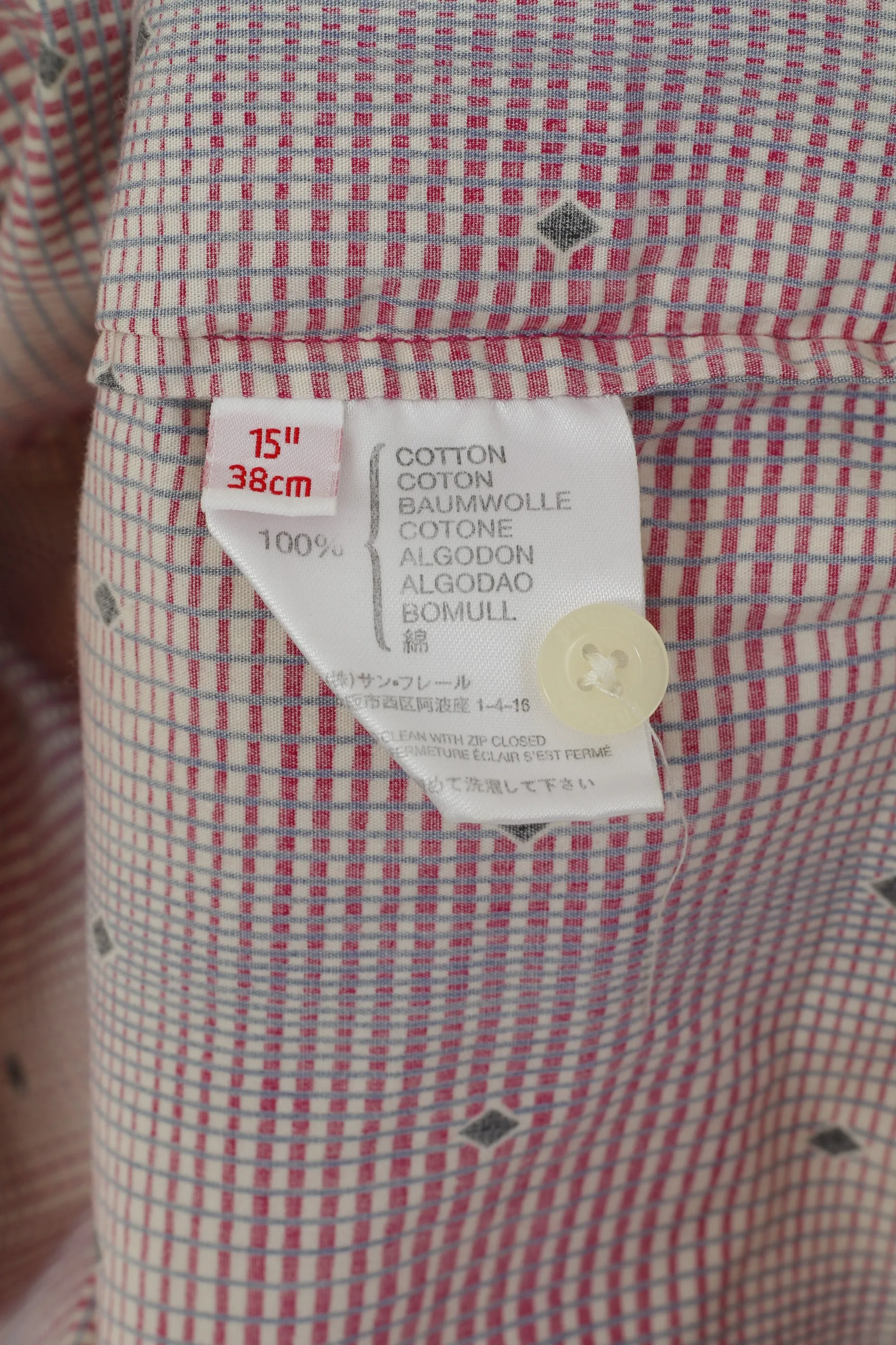 Pringle Of Scotland Men 15 38 S Casual Shirt Purple Check Cotton Detailed Buttons Long Sleeve