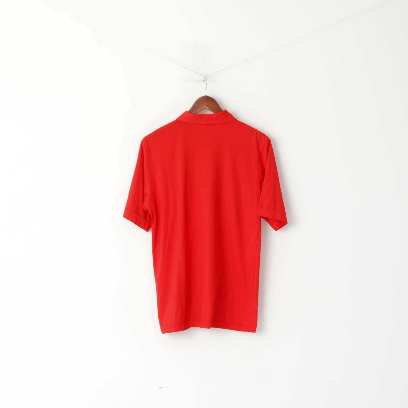 Pringle Sports Men M Polo Shirt Red Cotton Plain Pocket Classic Fit Stretch Top