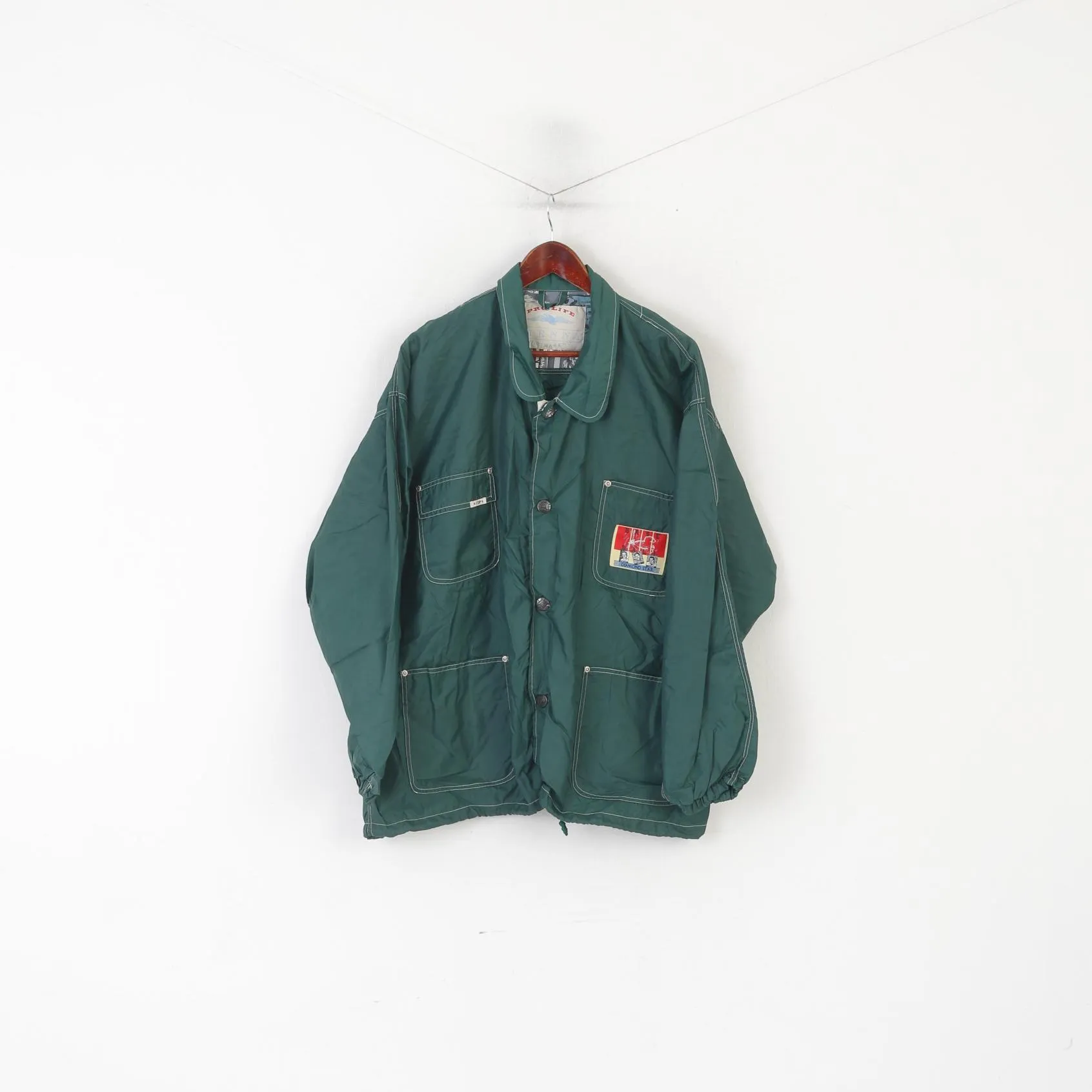 Pro Life Vienna Men M Jacket Green Nylon Waterproof Vintage Baseball Diamond Star Top