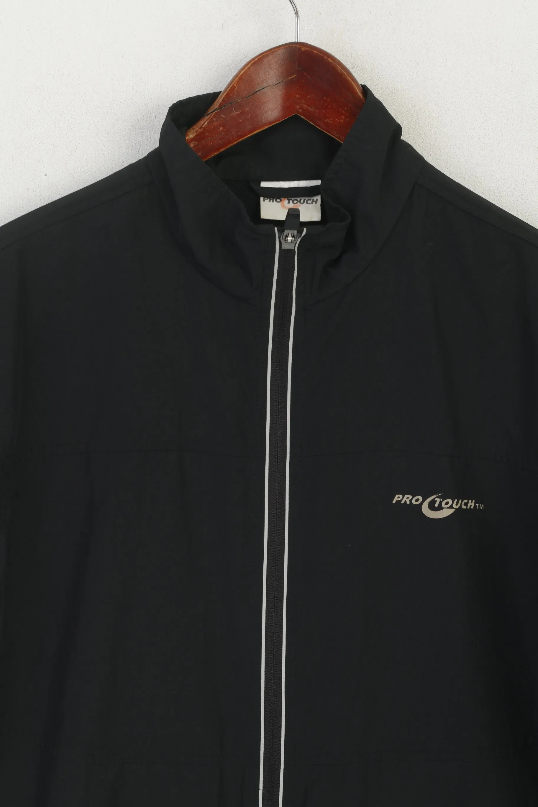 Pro Touch Men S Jacket Black Vintage Lightweight Reflective Full Zip Sportswear Top