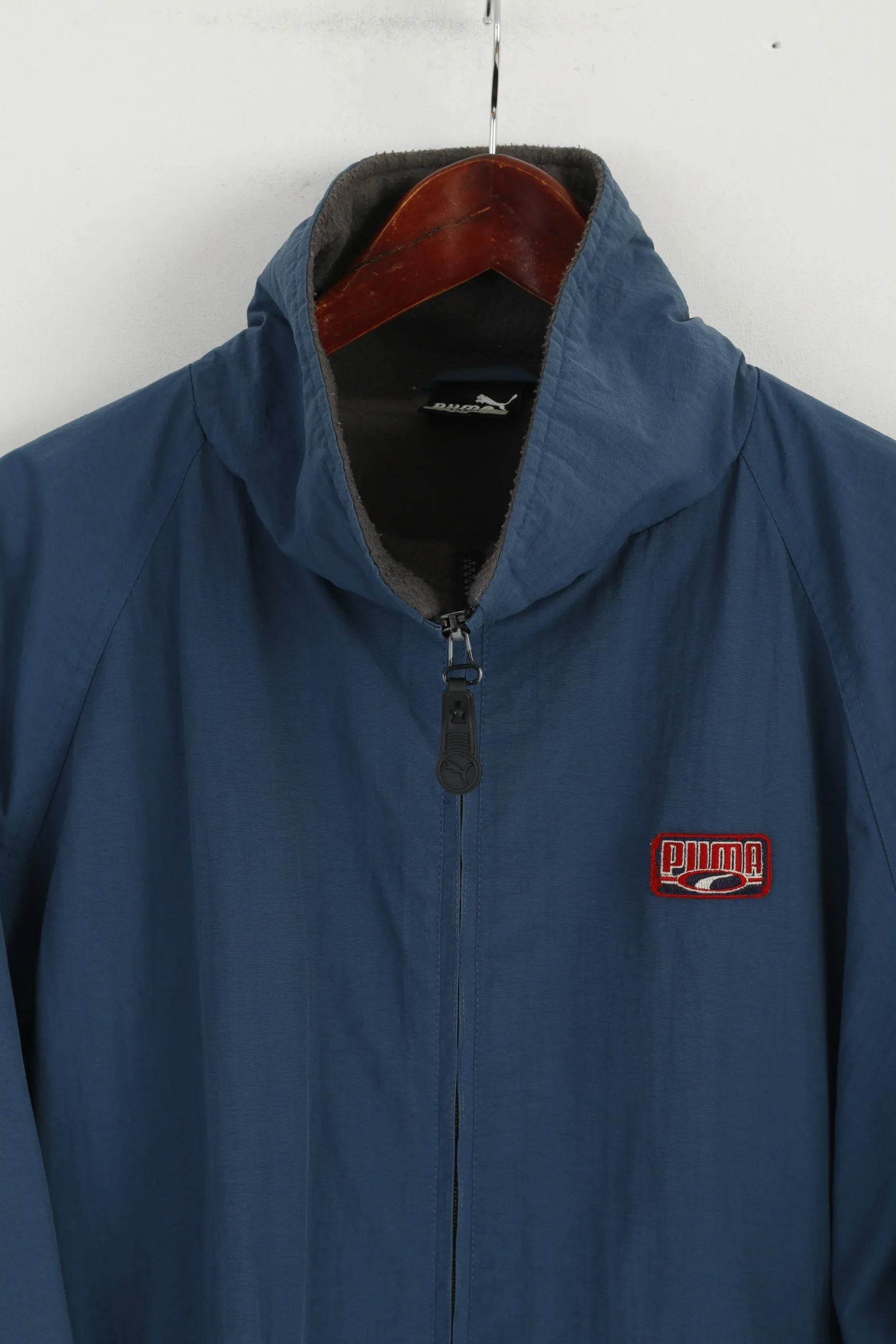 Puma Men L Jacket Blue Nylon Perform 360 Full Zipper Vintage Casual Top