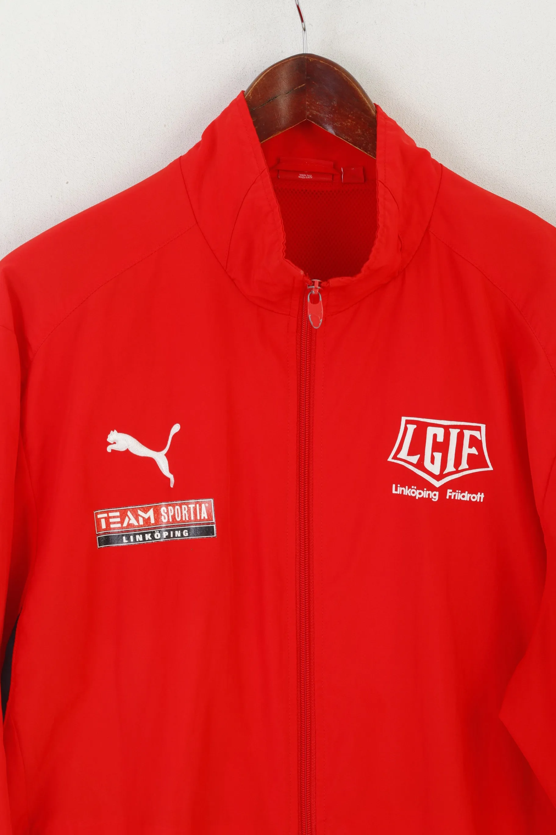 Puma Men L Jacket Red IFK Linköping Friidrott Lightweight Sportswear Zip Up Top