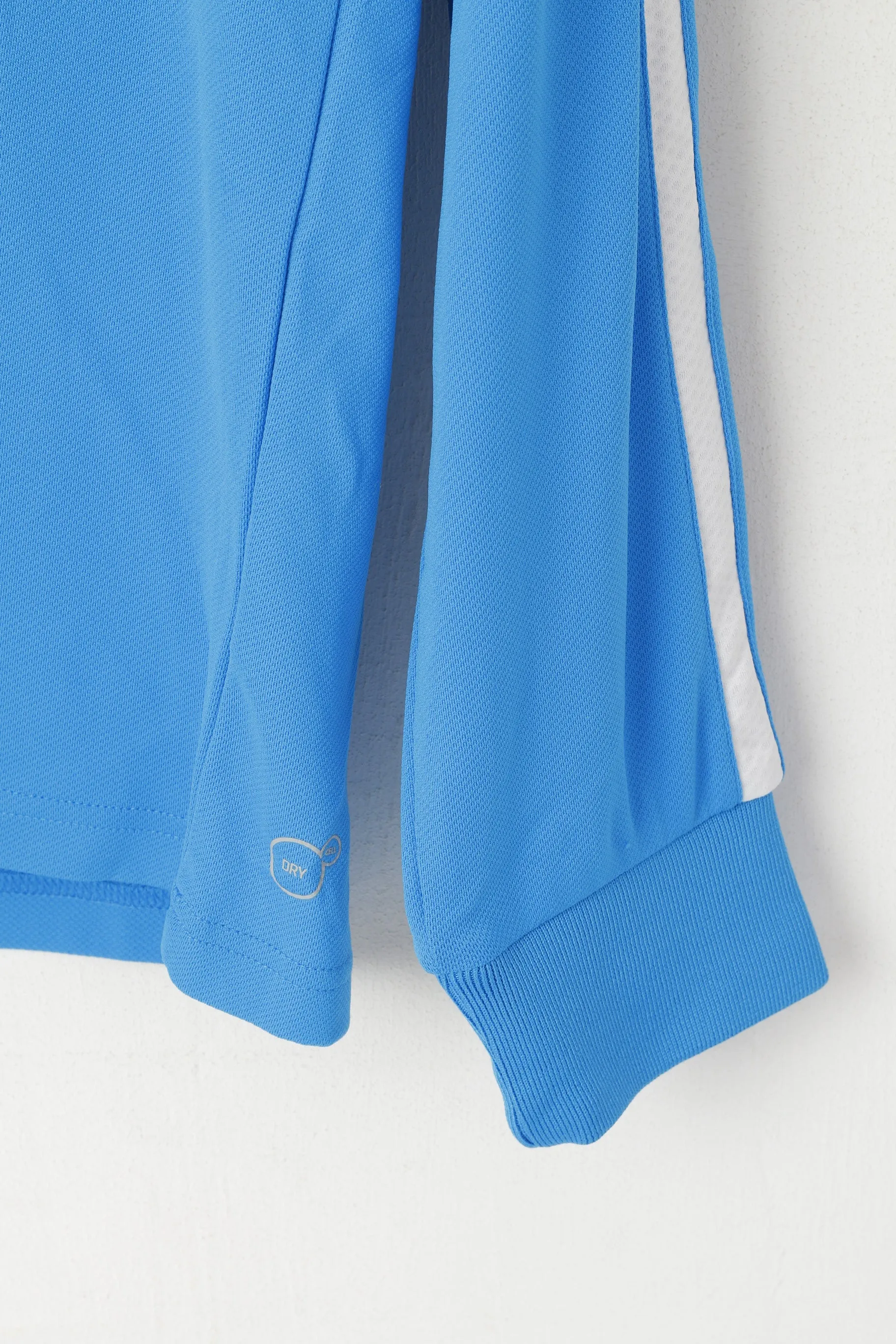 Puma Men M Long Sleeved Shirt Blue Activewear Zip Neck Sportswear Top