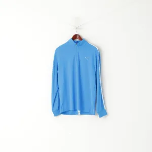Puma Men M Long Sleeved Shirt Blue Activewear Zip Neck Sportswear Top