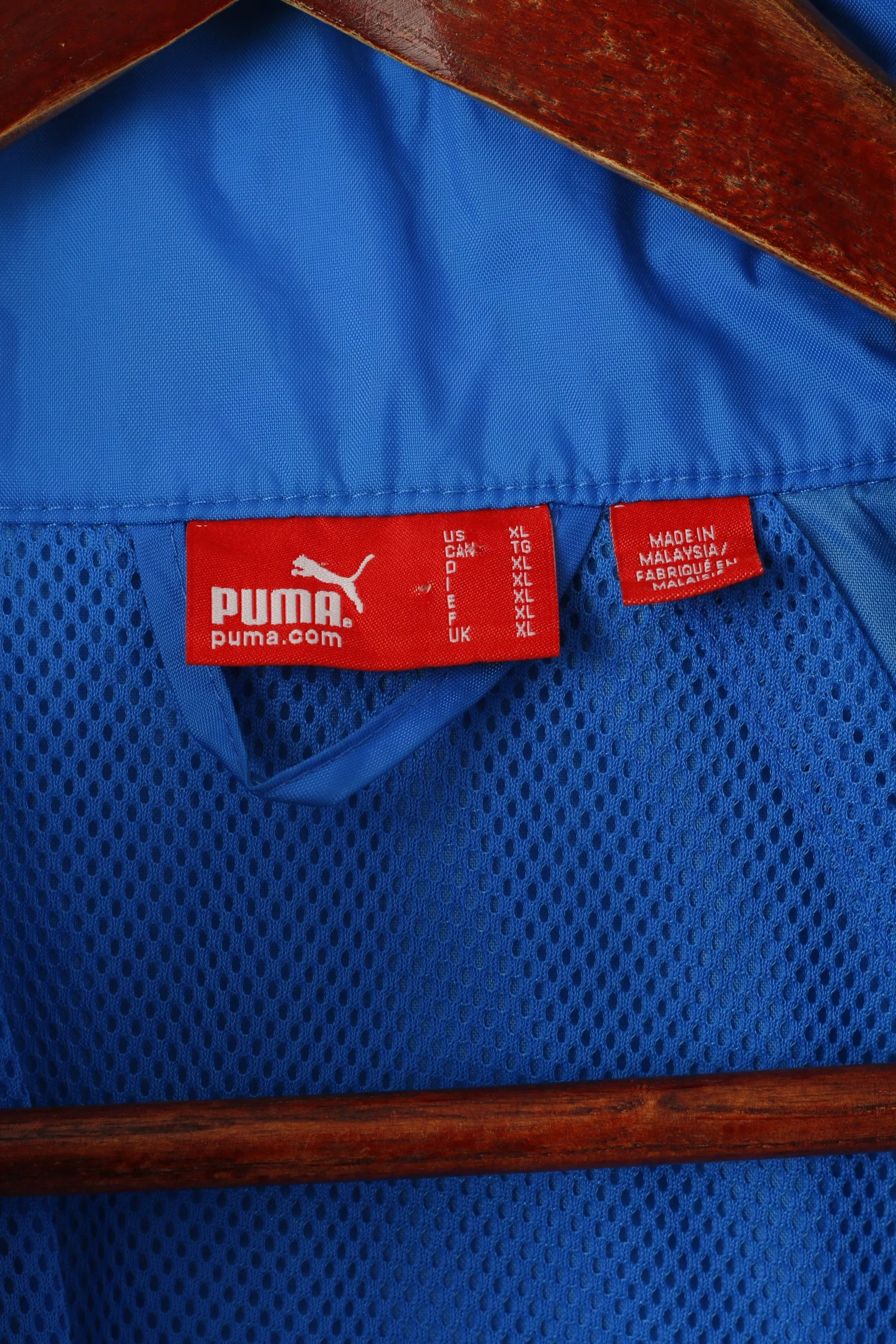 Puma Men XL Jacket Blue Nylon Waterproof Hooded Outdoor Full Zip Top