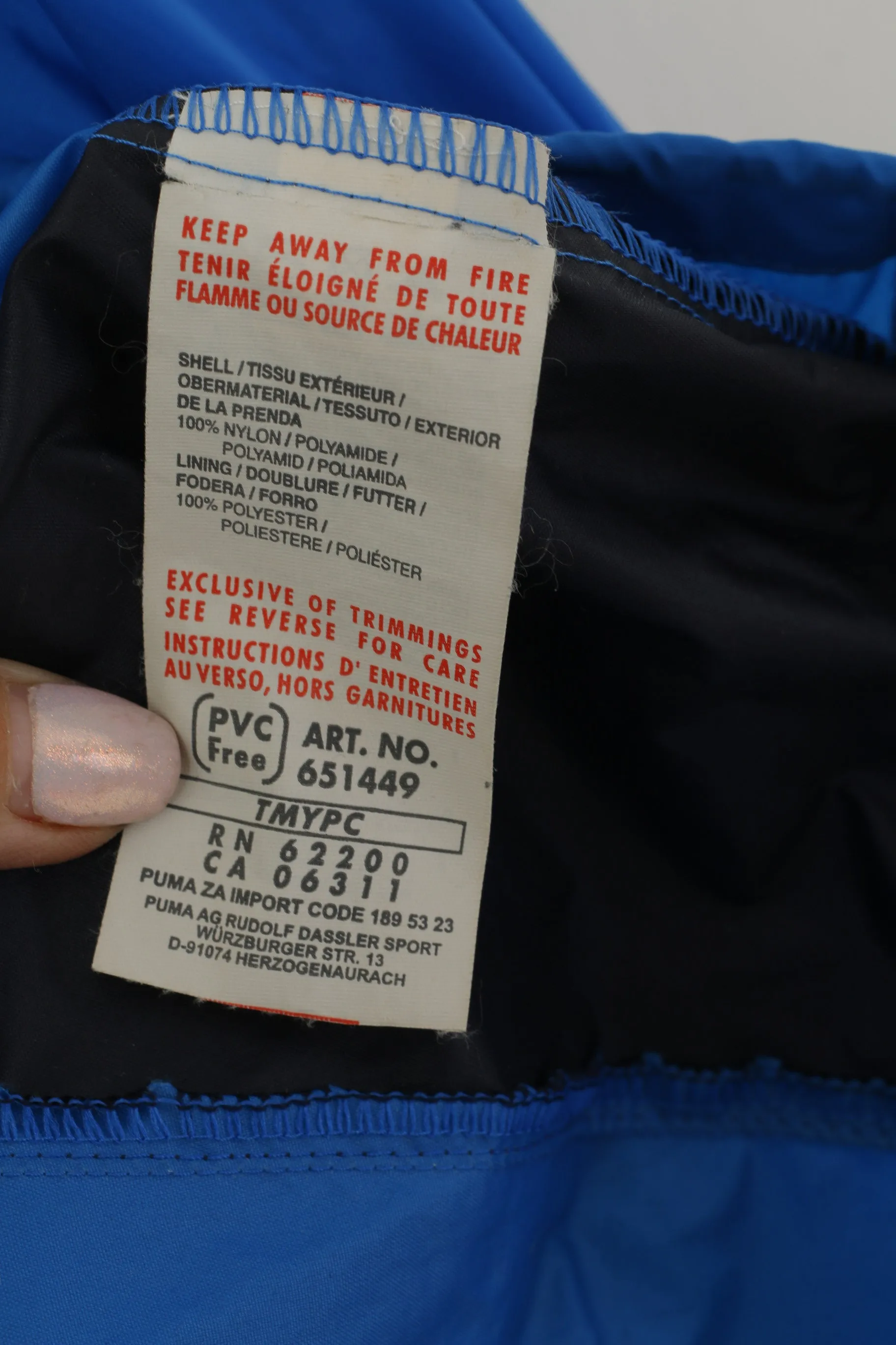 Puma Men XL Jacket Blue Nylon Waterproof Hooded Outdoor Full Zip Top