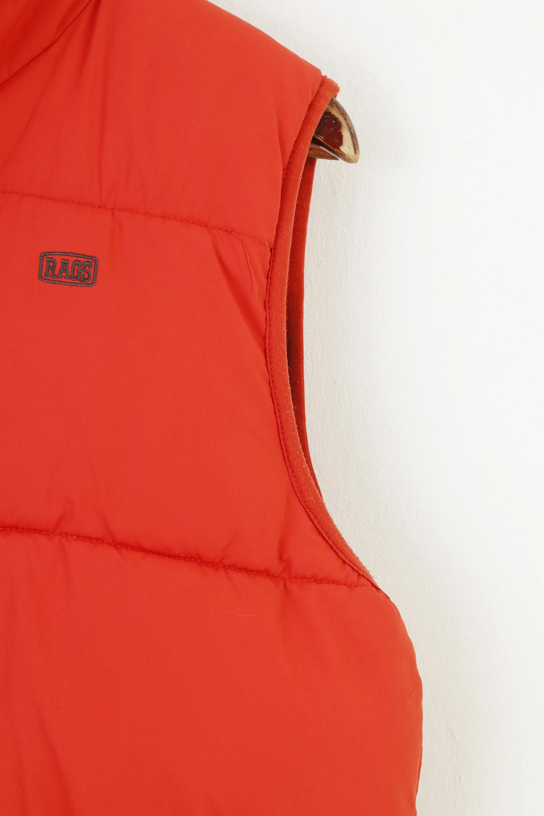 Ragsco Men XL Vest Orange Puffer Downhill Racer Full Zipper Padded Vintage Top