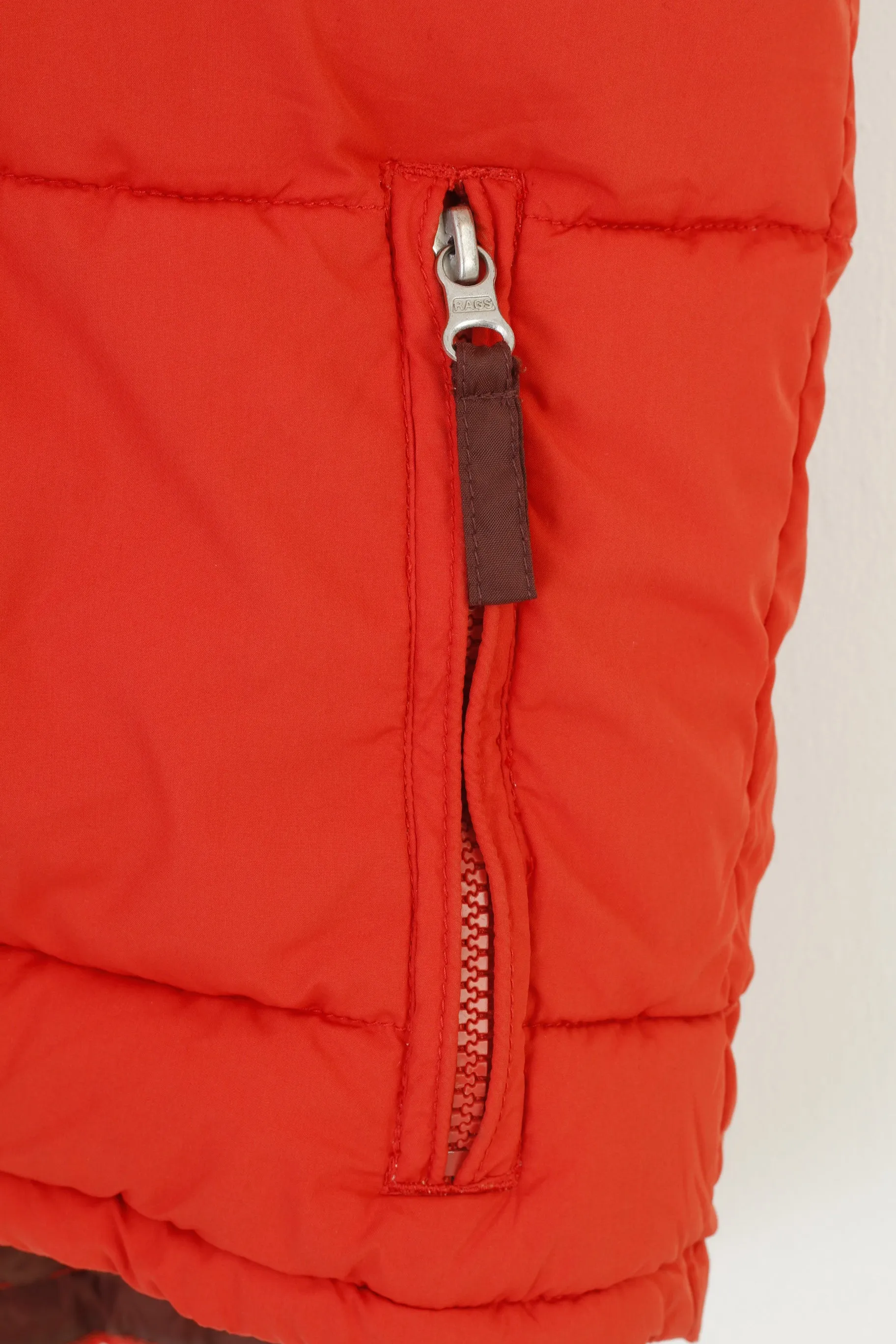 Ragsco Men XL Vest Orange Puffer Downhill Racer Full Zipper Padded Vintage Top