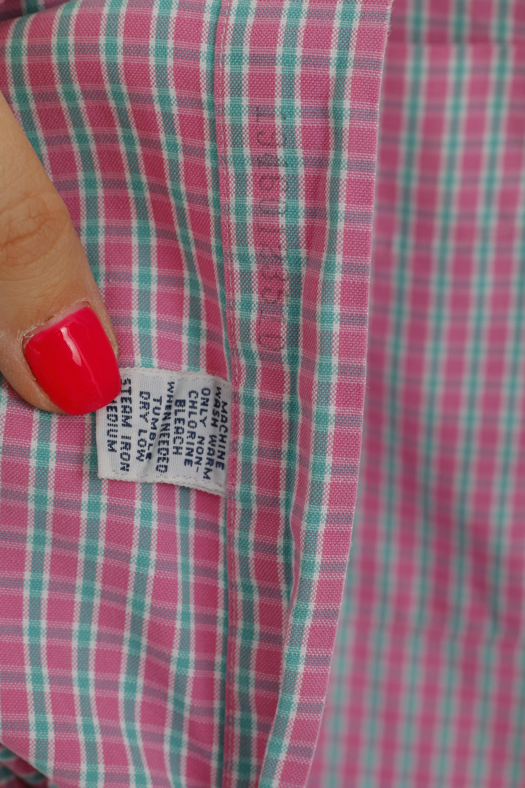 Ralph Lauren Men 16 L Casual Shirt Pink Check Button Down Collar Short Sleeve Top