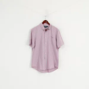 Ralph Lauren Men 16 L Casual Shirt Pink Check Button Down Collar Short Sleeve Top