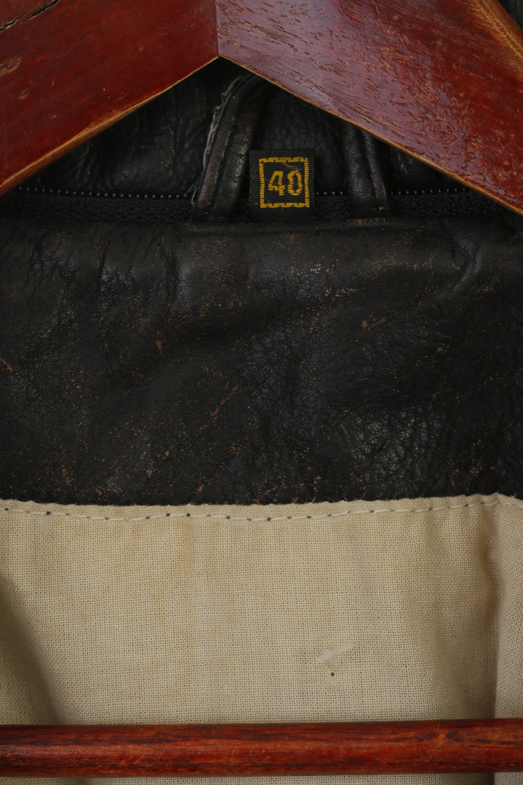 Red Baron Men 40 M Jacket Brown Leather Vintage Pilot Belted Full Zip Aviator Top