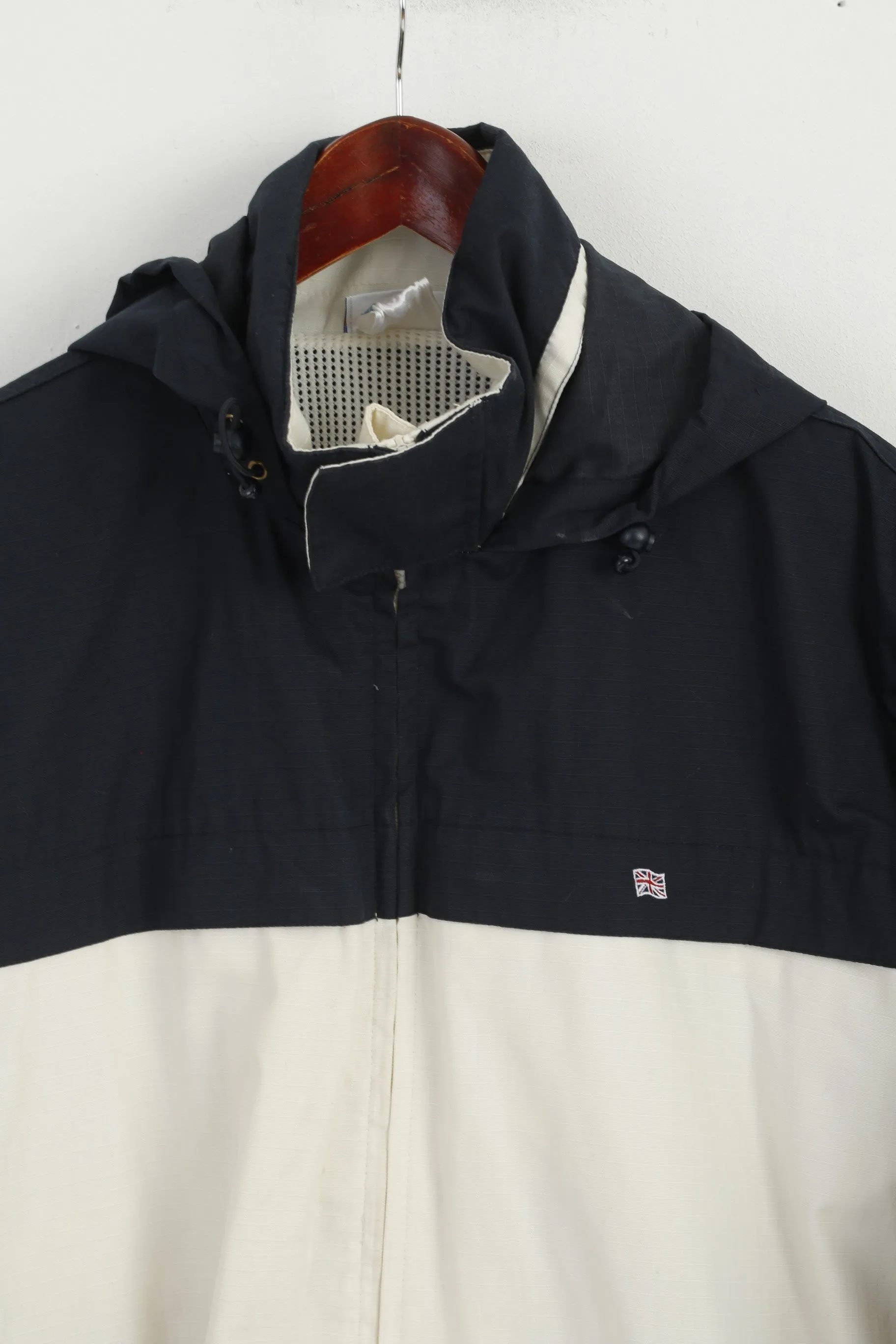 Reebok Classic Men M Jacket Black Beige PU Coating Hooded Zip Up Vintage Top