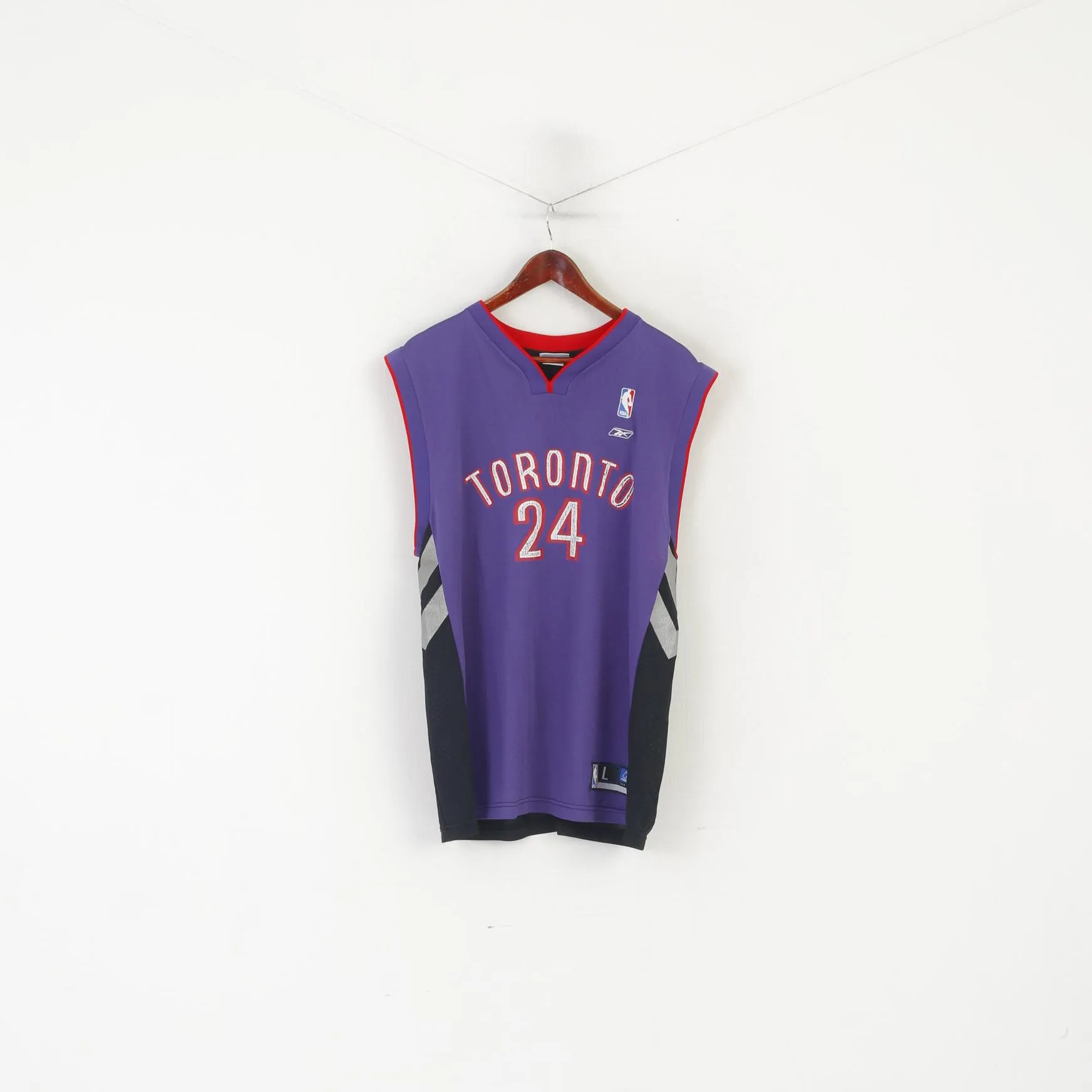 Reebok Men L Shirt Purple Toronto Raptors NBA Jersey #24 Peterson Vintage Top