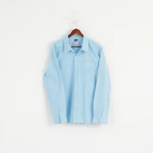 Reebok Men XL Casual Shirt Blue Cotton ICC World Twenty 2009 England Cricket Long Sleeve Top