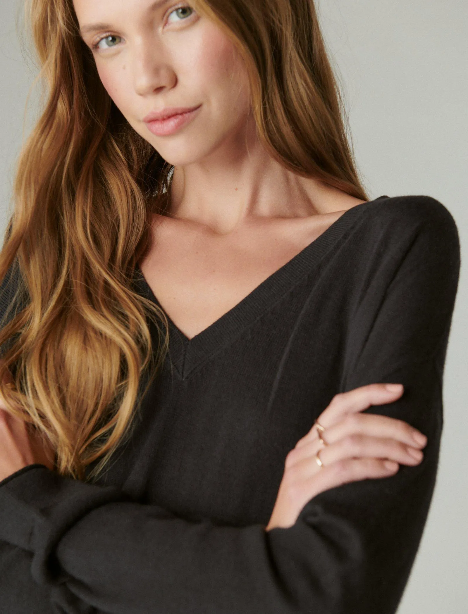 Reformation Lucky Brand Women's Cloud Soft V Neck Sweater