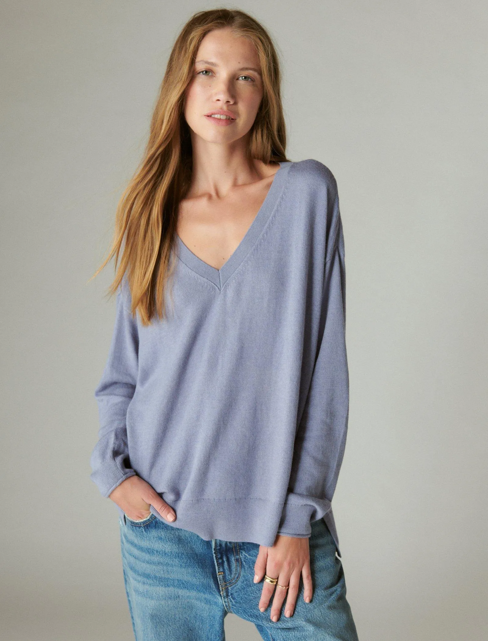 Reformation Lucky Brand Women's Cloud Soft V Neck Sweater