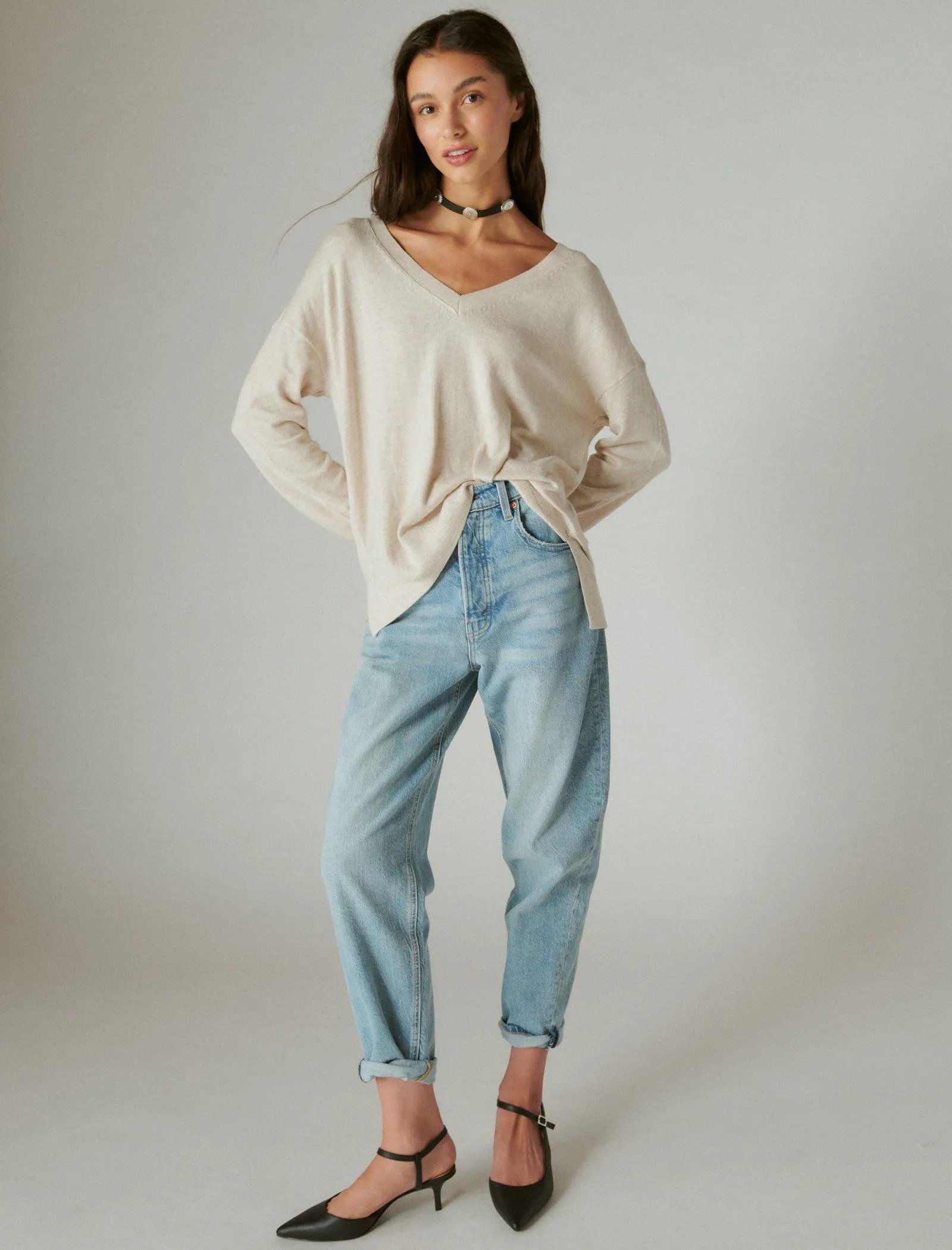 Reformation Lucky Brand Women's Cloud Soft V Neck Sweater