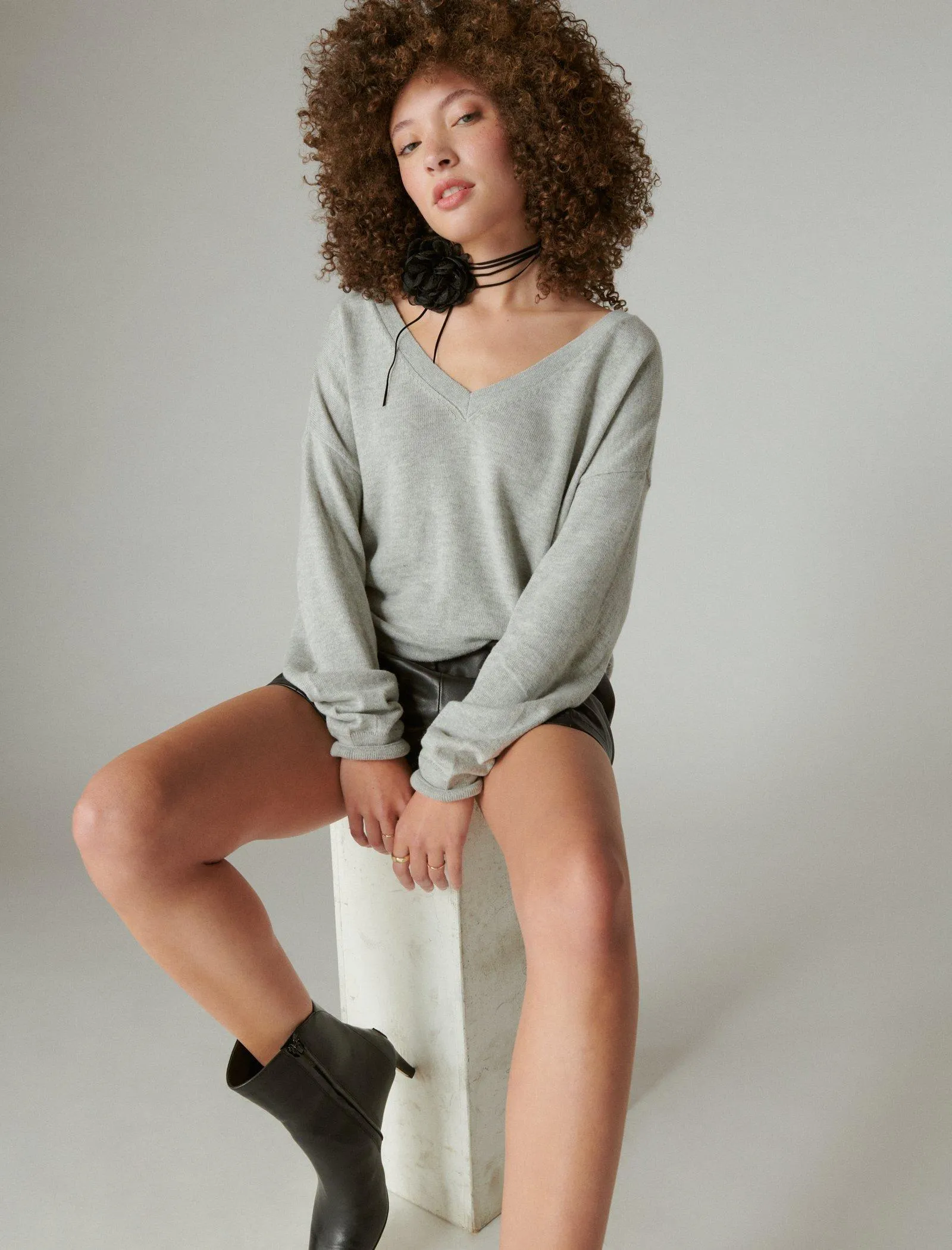 Reformation Lucky Brand Women's Cloud Soft V Neck Sweater