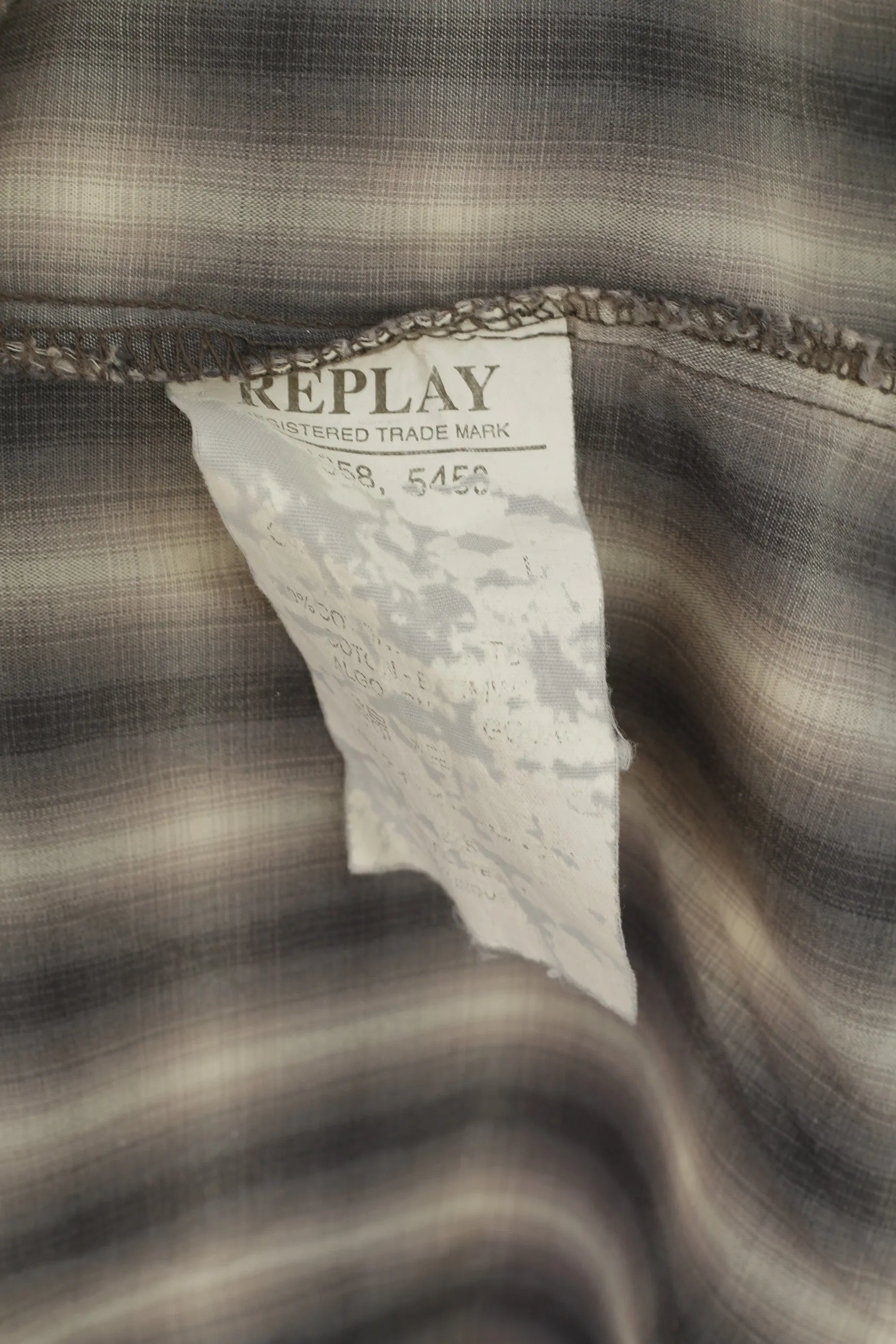 Replay Men L (M) Casual Shirt Grey Check Cotton New York Prince Street Top