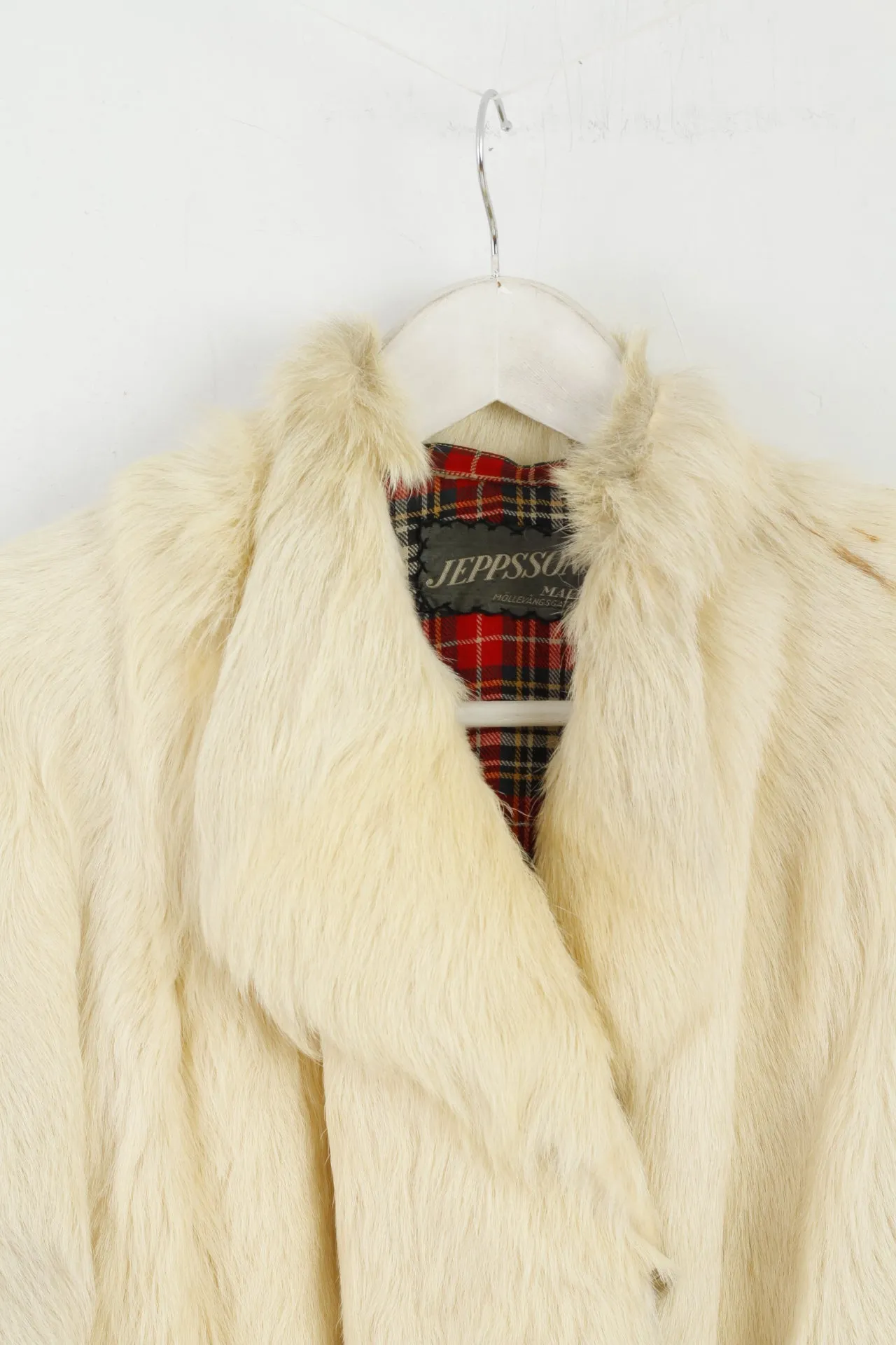 Retro Women S Jacket Beige Faux Fur Boho Hippy Buttoned Warm Fit Top