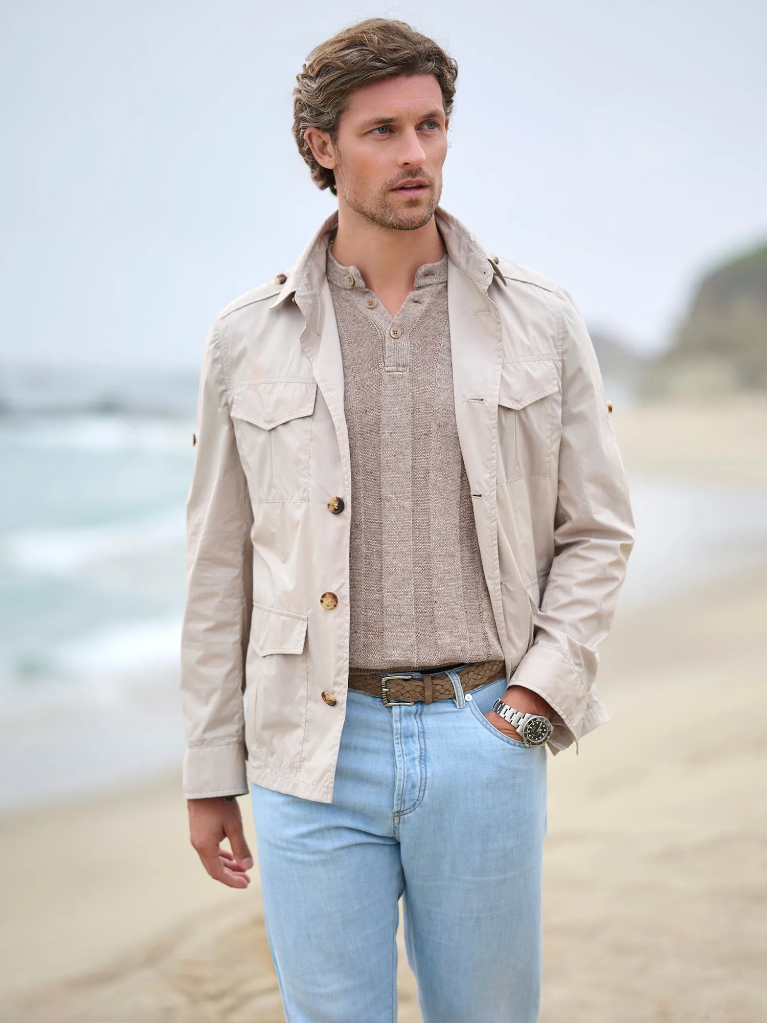 Ribbed Henley Sweater