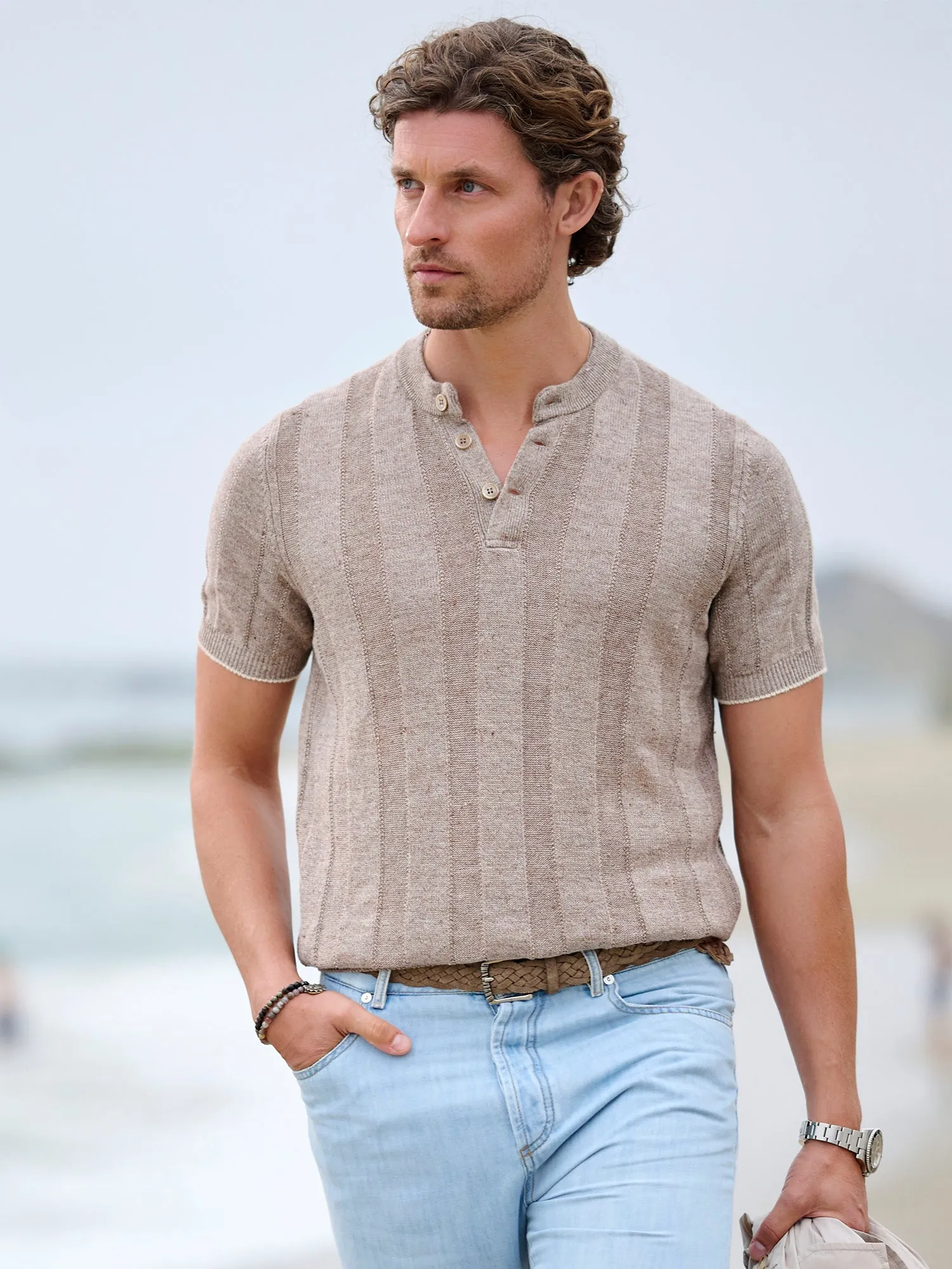 Ribbed Henley Sweater