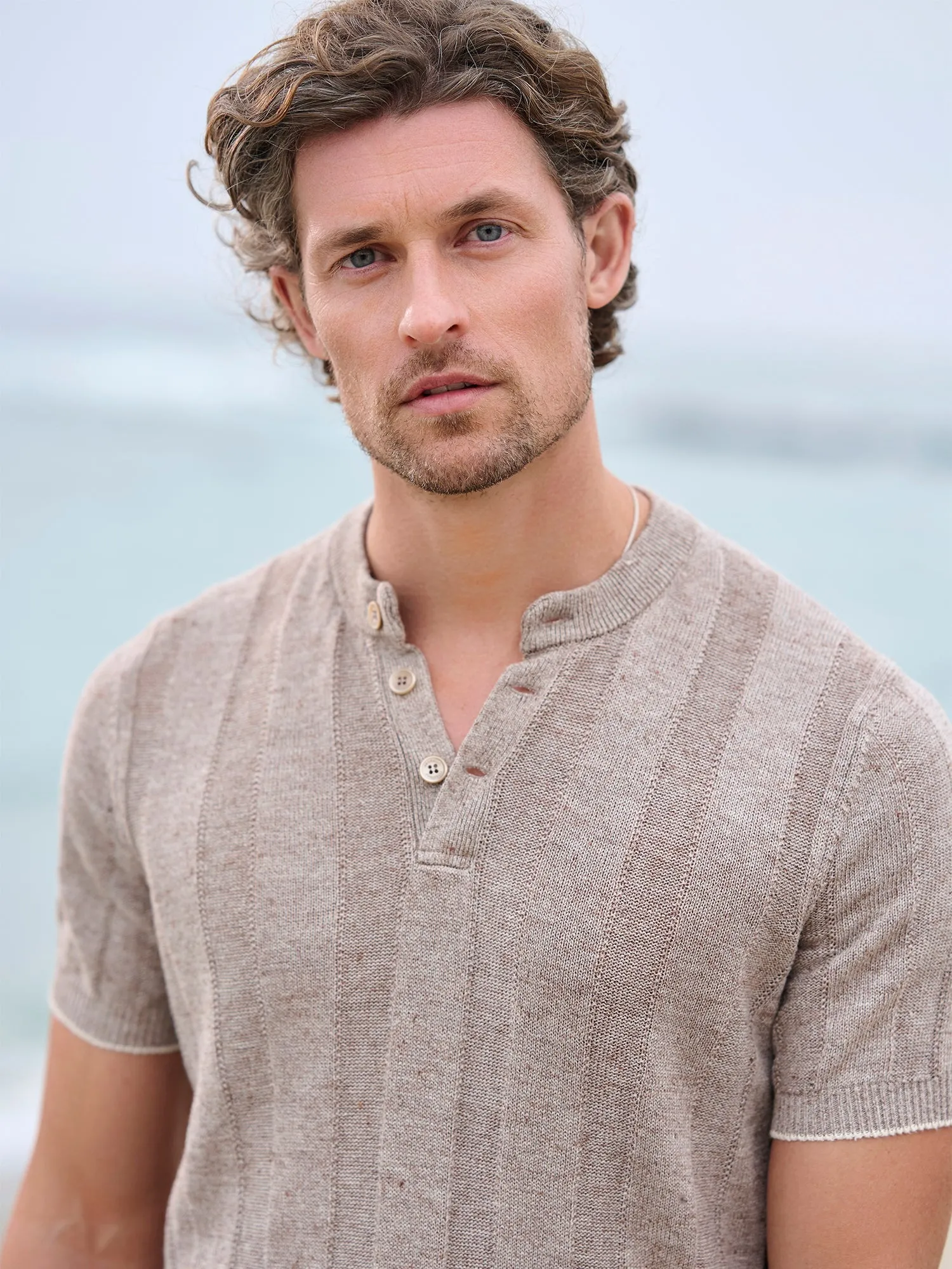 Ribbed Henley Sweater